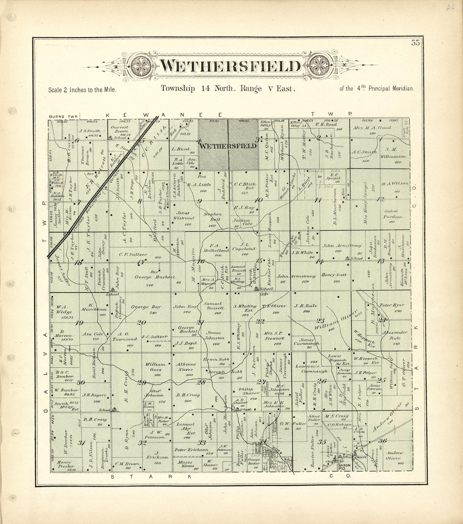 Wethersfield from Plat Book of Henry County, Illinois 1893 by Relic Map Company
