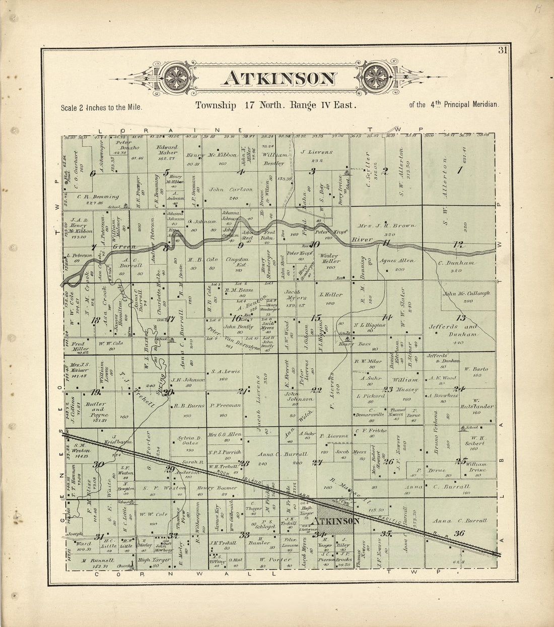 Atkinson from Plat Book of Henry County, Illinois 1893 by Relic Map Company