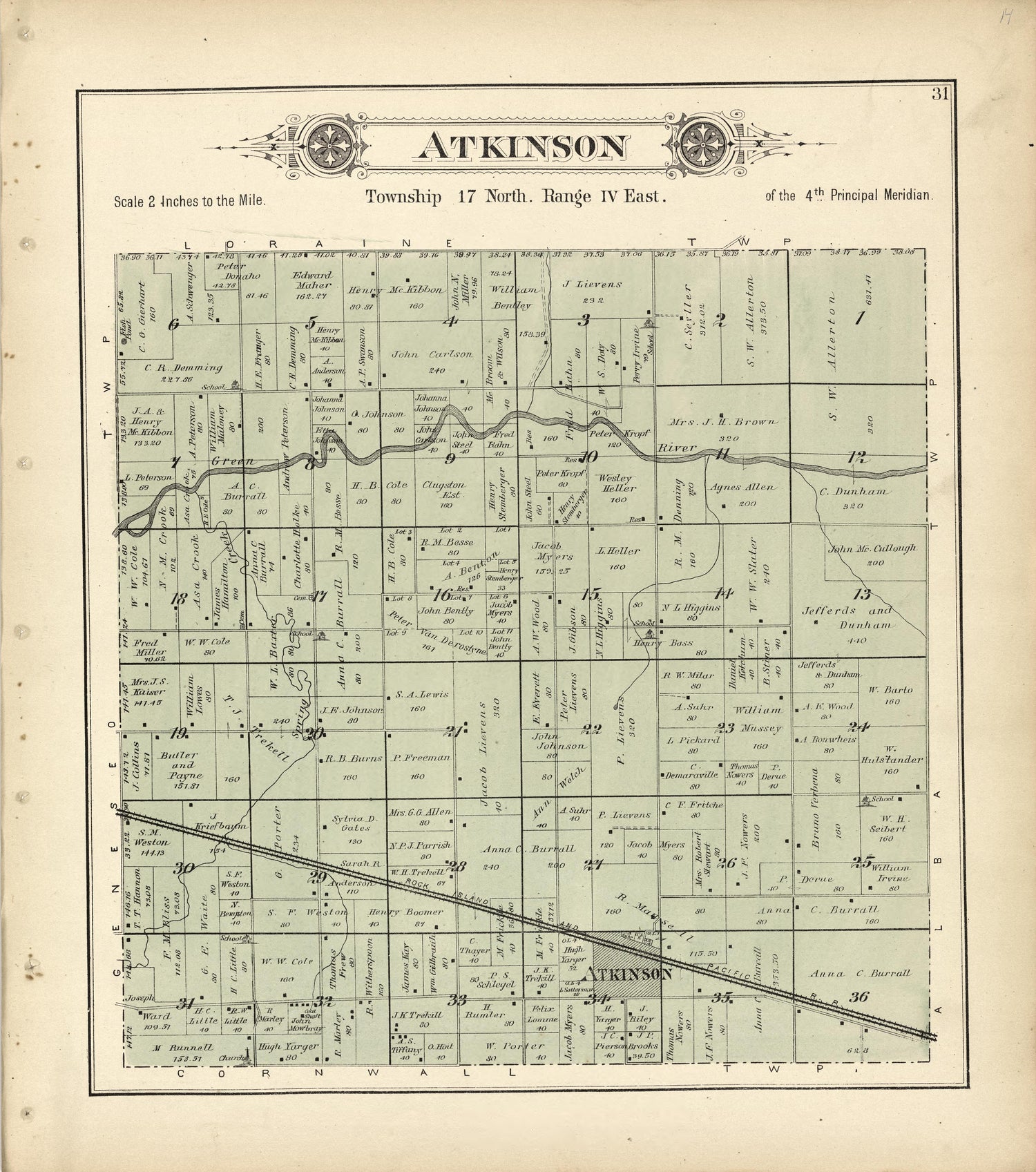 Atkinson from Plat Book of Henry County, Illinois 1893 by Relic Map Company