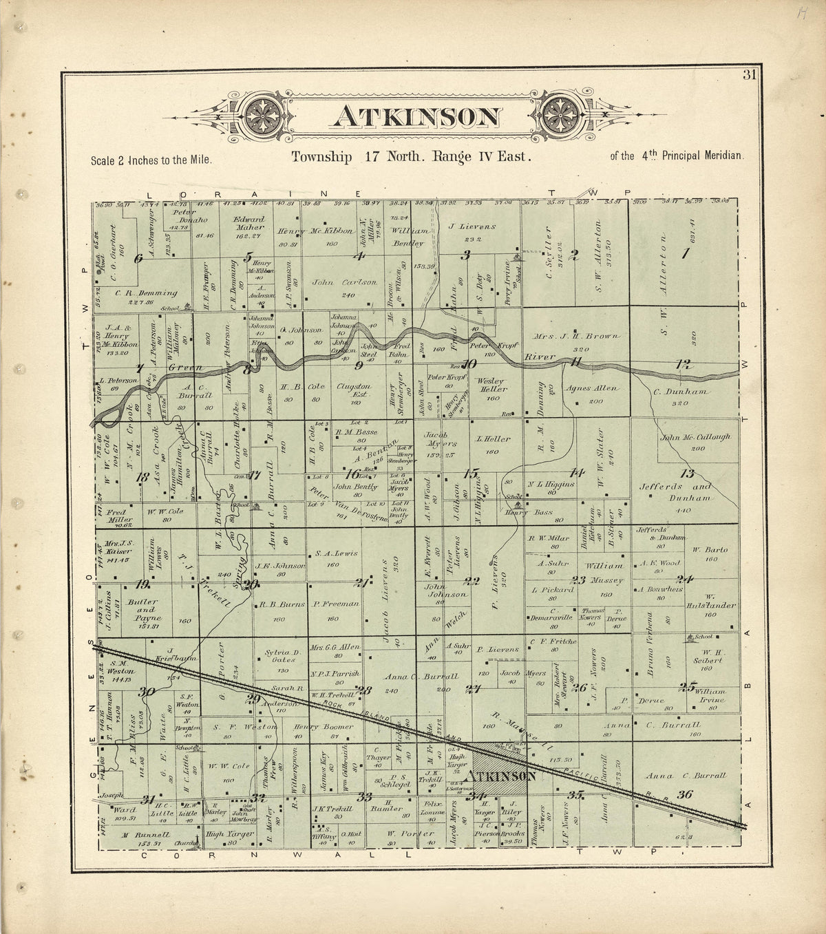 Atkinson from Plat Book of Henry County, Illinois 1893 by Relic Map Company