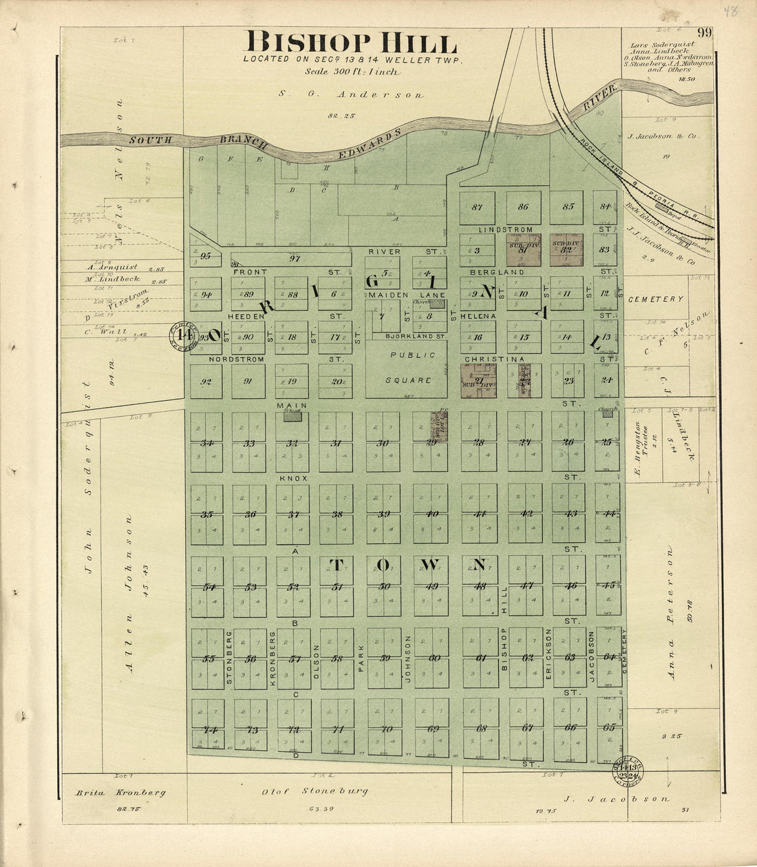 Bishop Hill from Plat Book of Henry County, Illinois 1893 by Relic Map Company