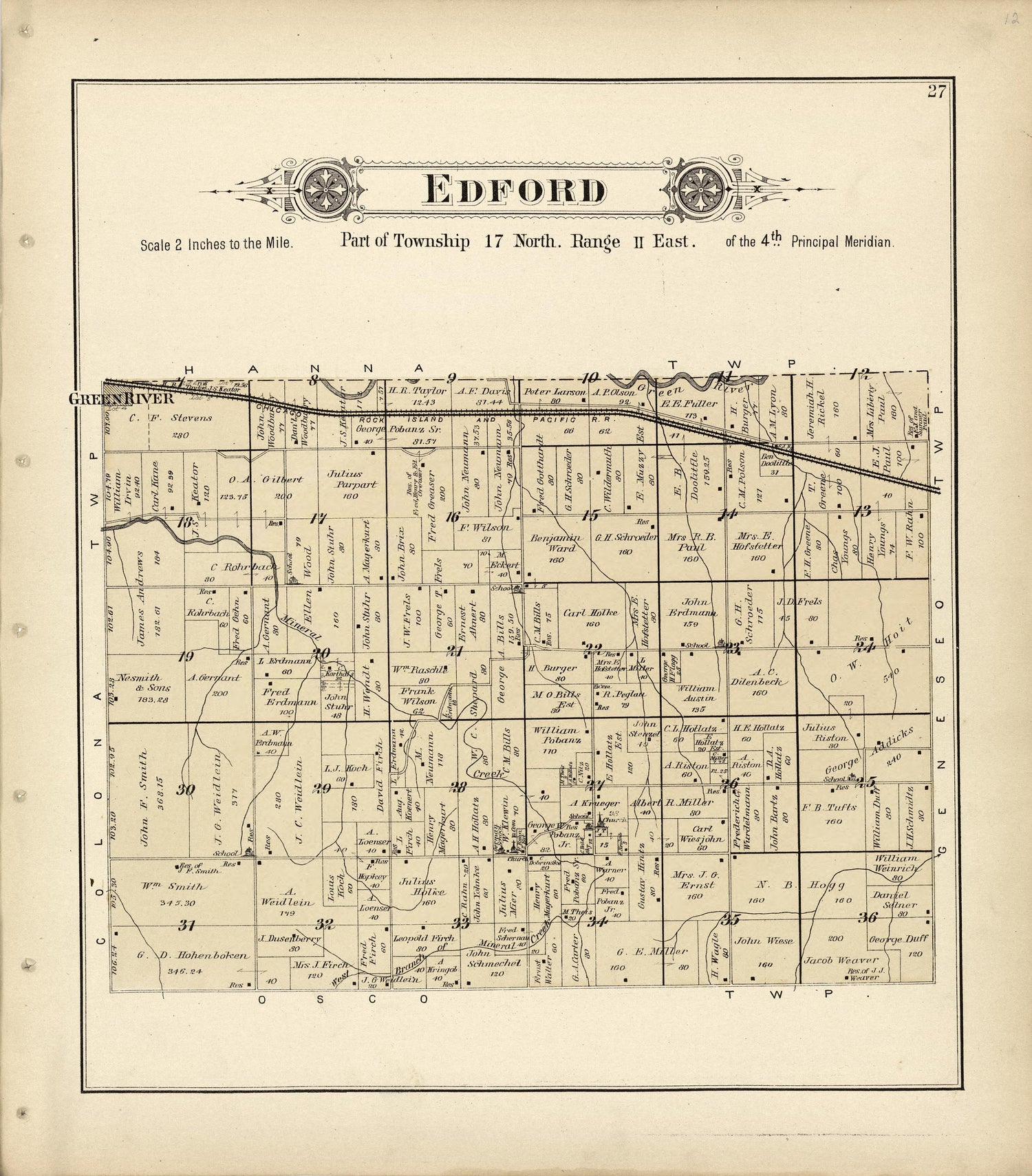 Edford from Plat Book of Henry County, Illinois 1893 by Relic Map Company