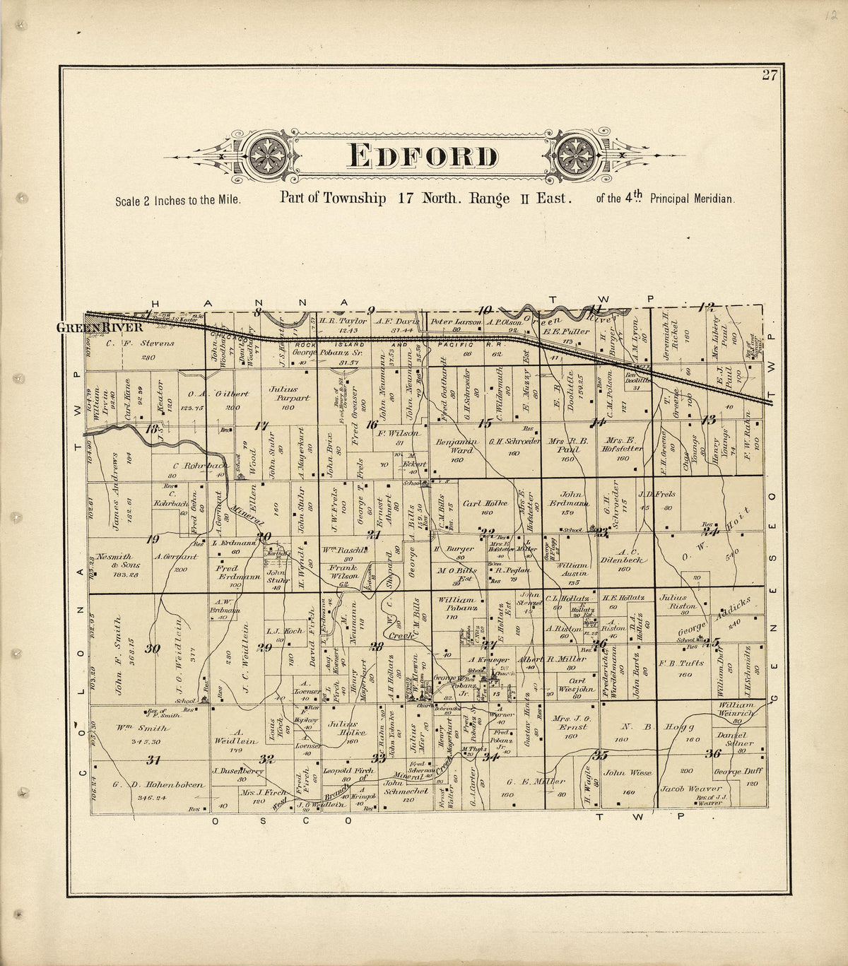 Edford from Plat Book of Henry County, Illinois 1893 by Relic Map Company