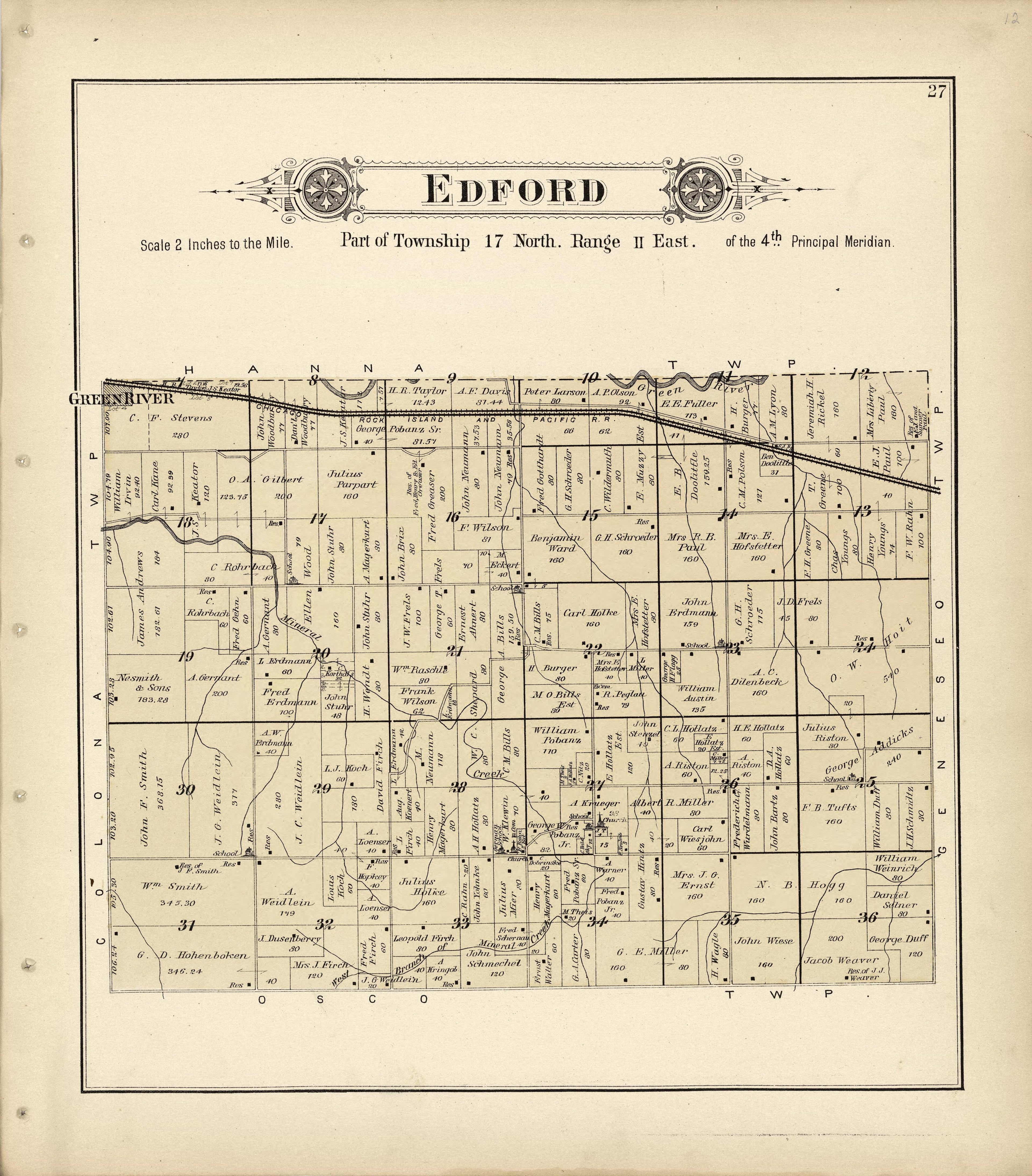 Edford from Plat Book of Henry County, Illinois 1893 by Relic Map Company