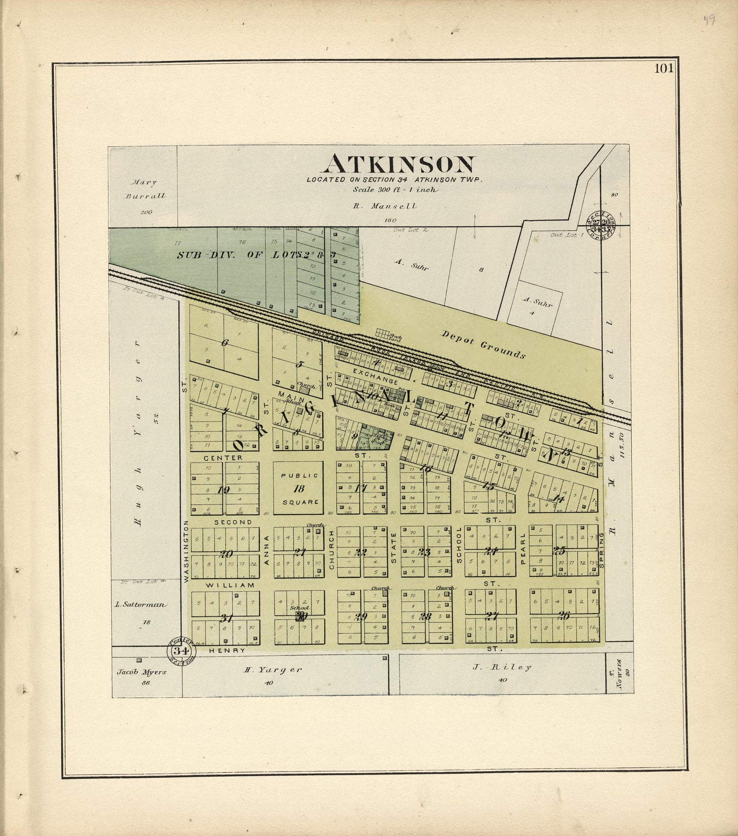 Atkinson from Plat Book of Henry County, Illinois 1893 by Relic Map Company