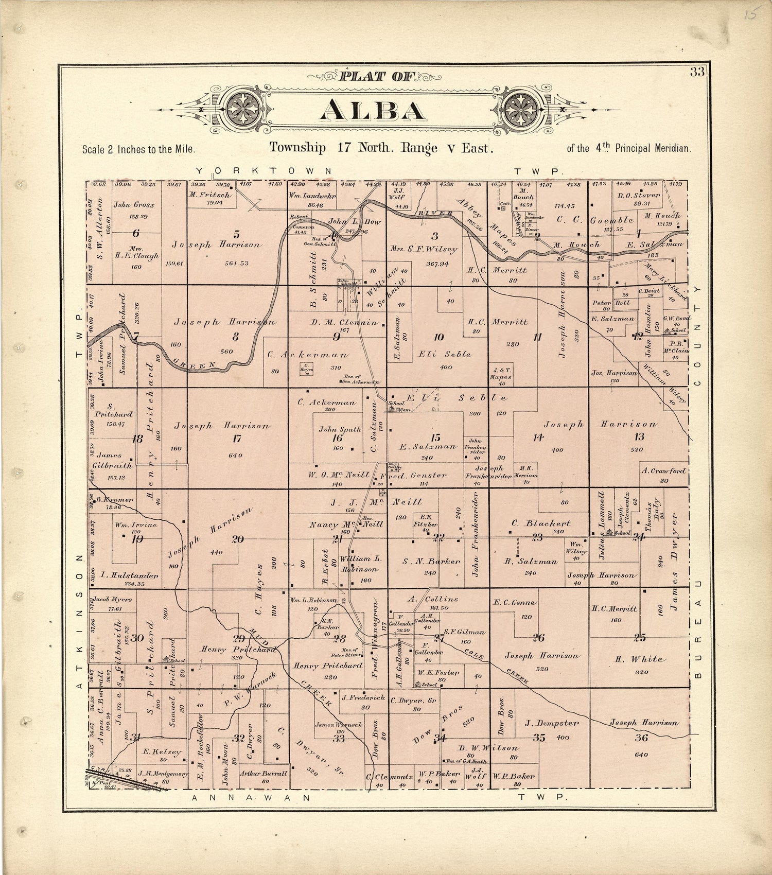 Plat of Alba from Plat Book of Henry County, Illinois 1893 by Relic Map Company