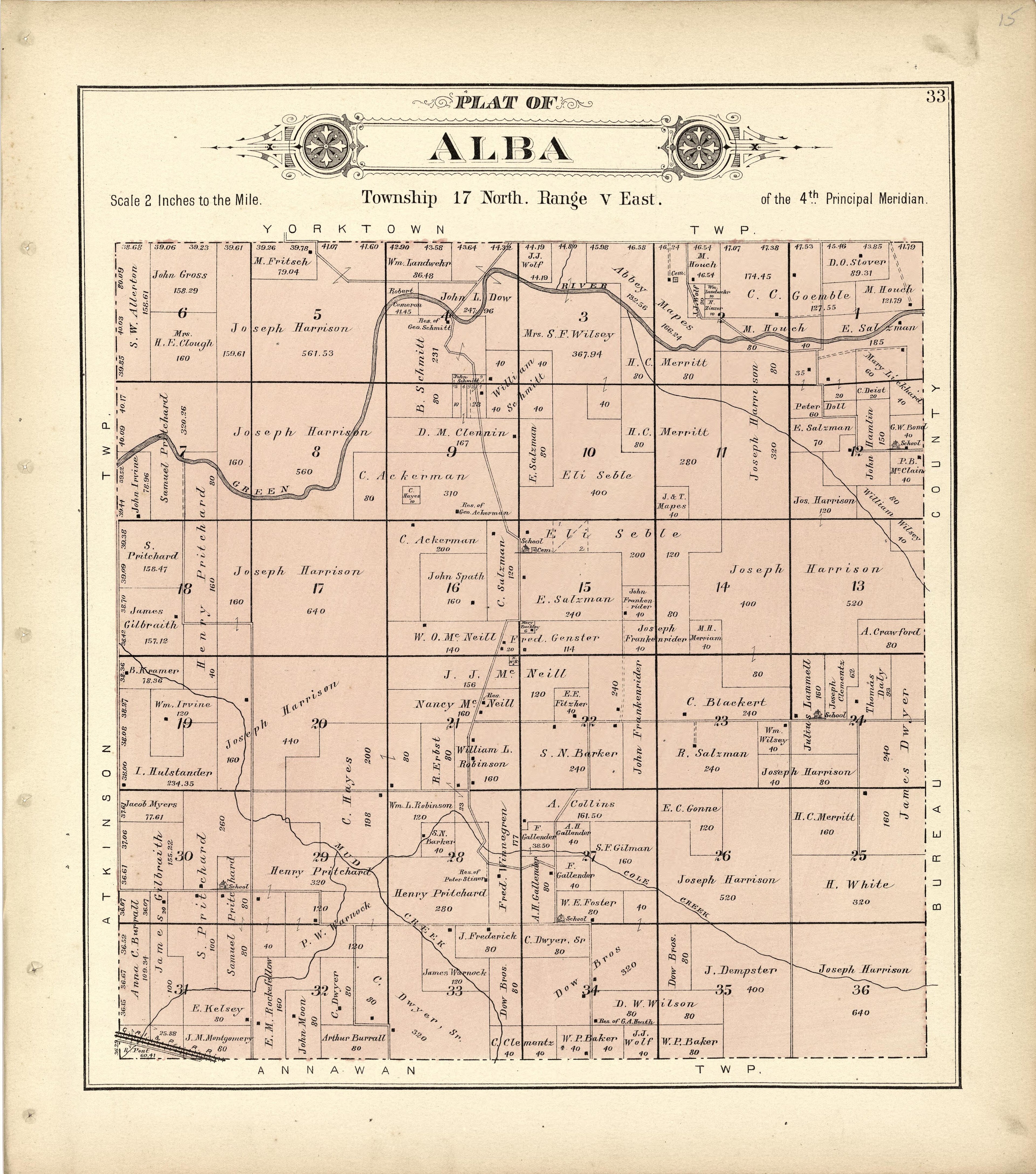 Plat of Alba from Plat Book of Henry County, Illinois 1893 by Relic Map Company