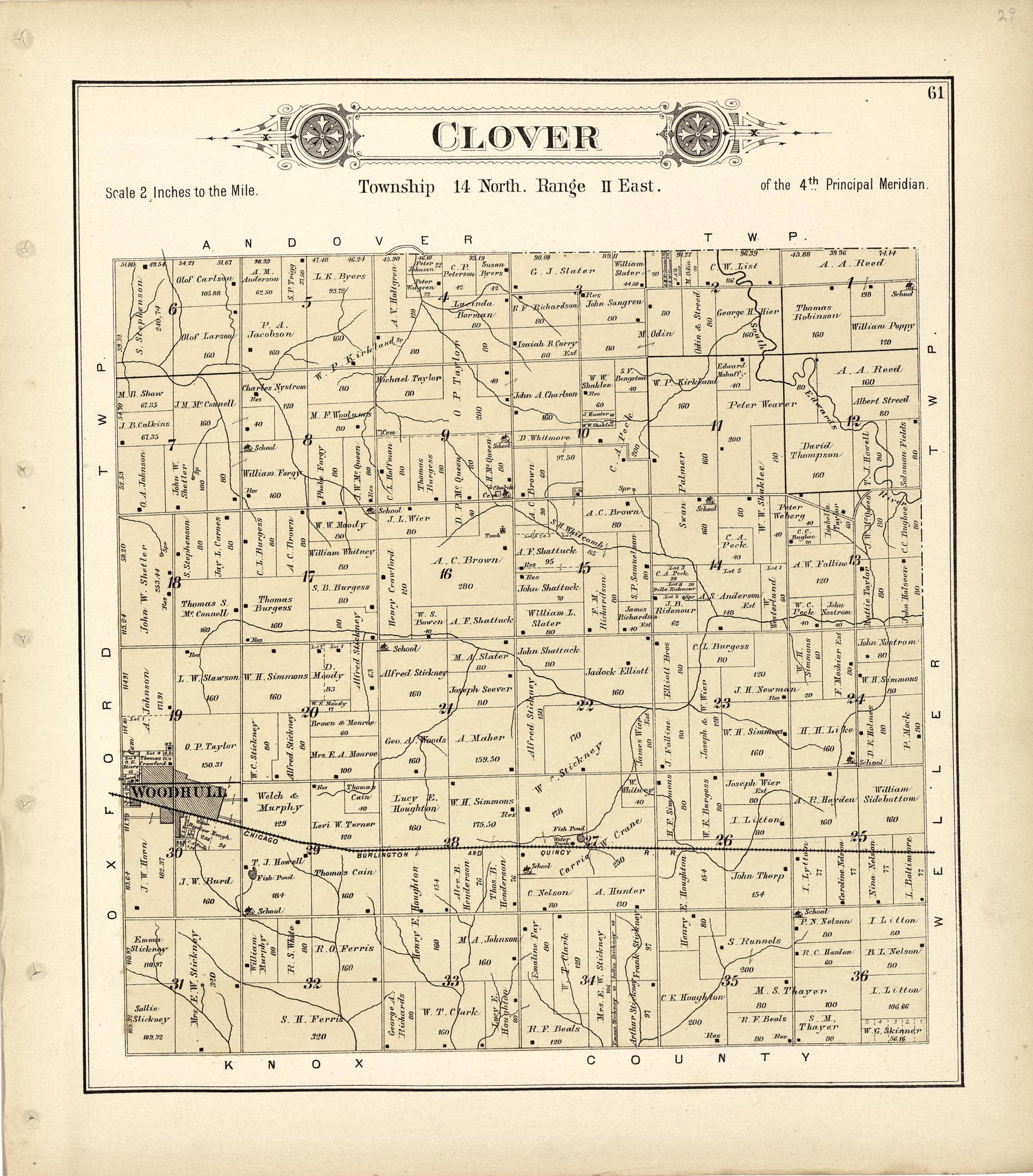 Clover from Plat Book of Henry County, Illinois 1893 by Relic Map Company