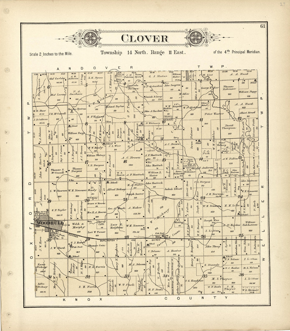 Clover from Plat Book of Henry County, Illinois 1893 by Relic Map Company
