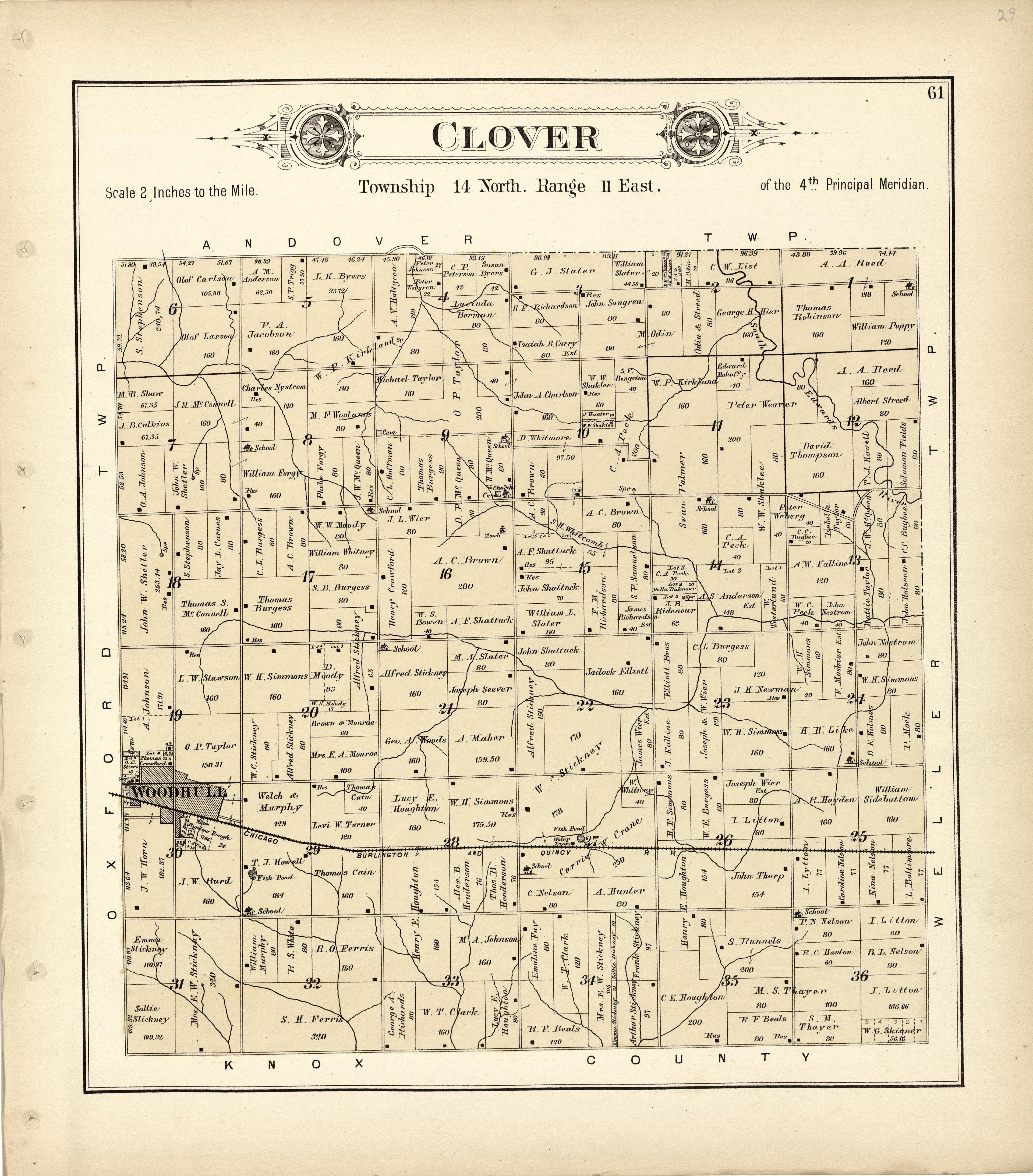 Clover from Plat Book of Henry County, Illinois 1893 by Relic Map Company
