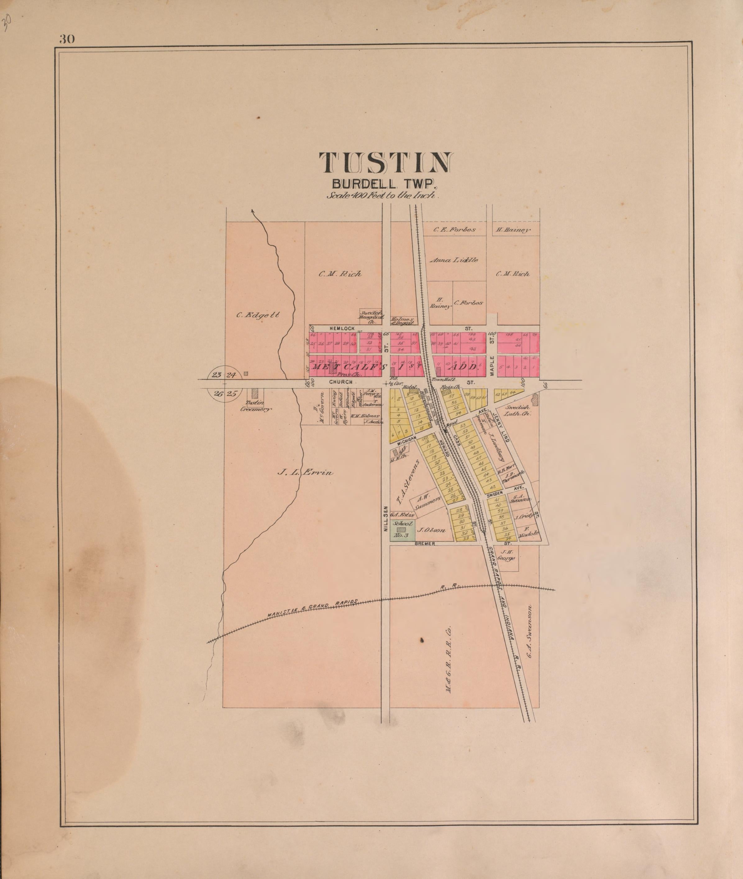 Tustin from Plat Book of Osceola County, Michigan 1900 by Relic Map Company