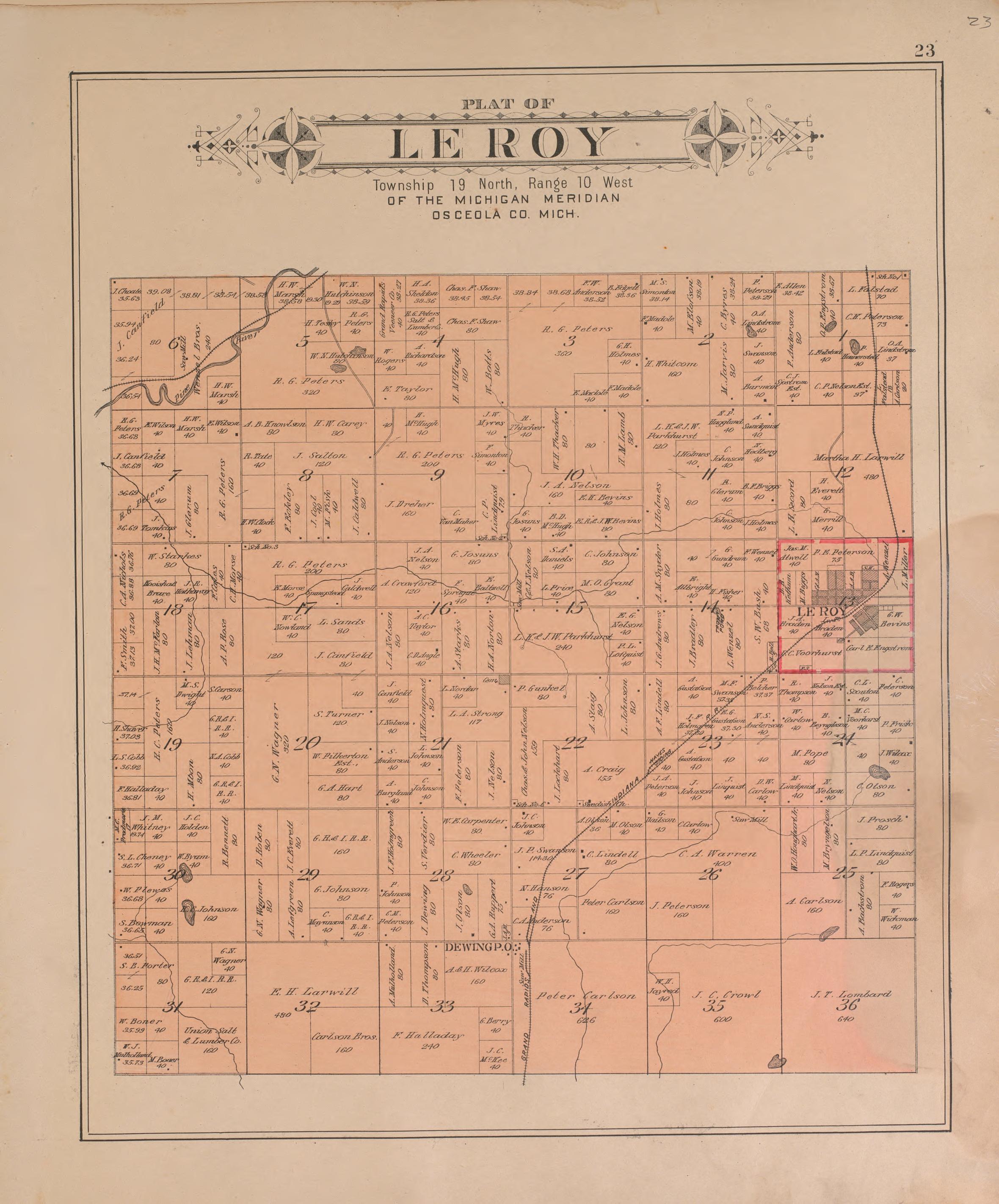 Le Roy from Plat Book of Osceola County, Michigan 1900 by Relic Map Company