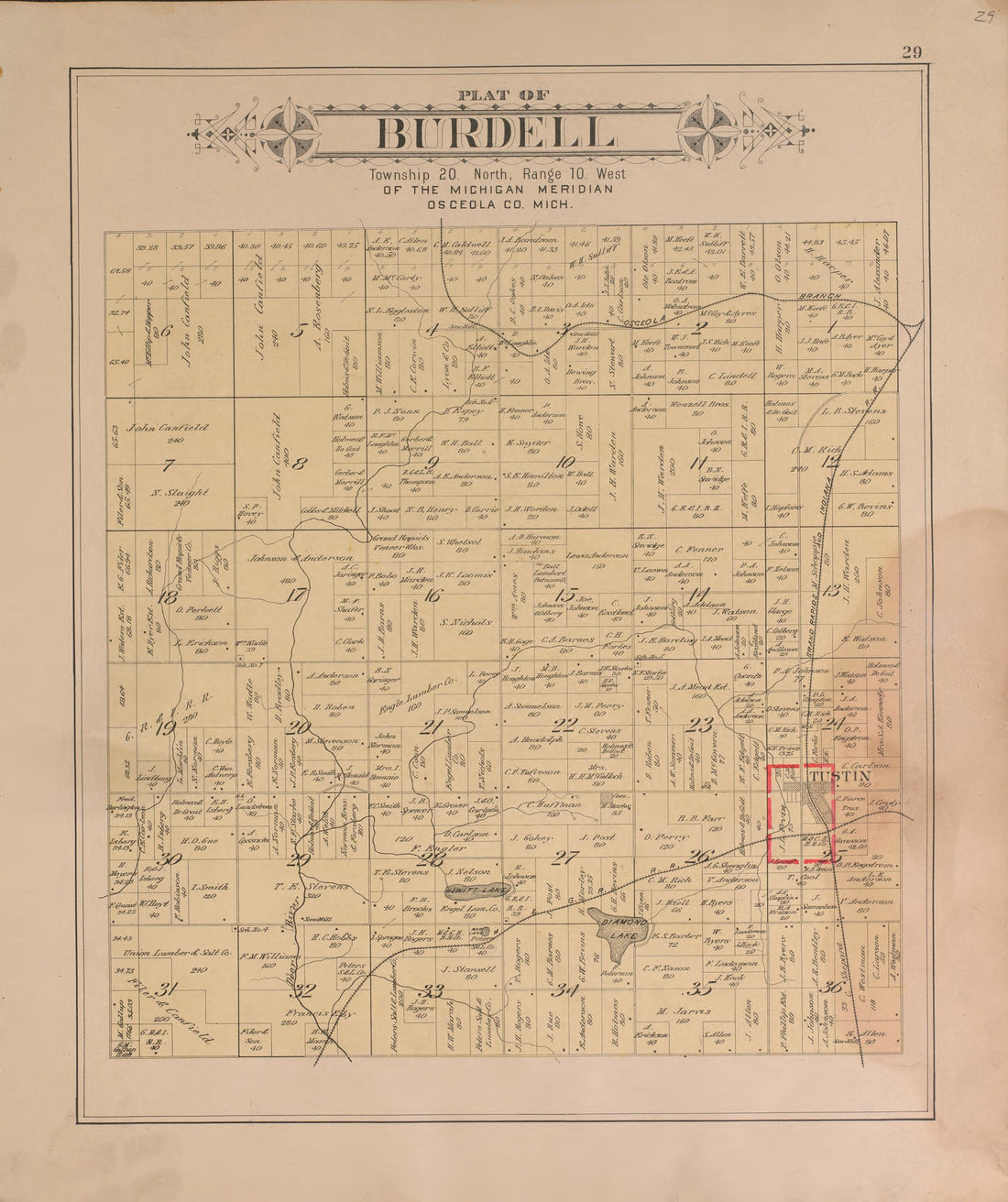 Burdell from Plat Book of Osceola County, Michigan 1900 by Relic Map Company