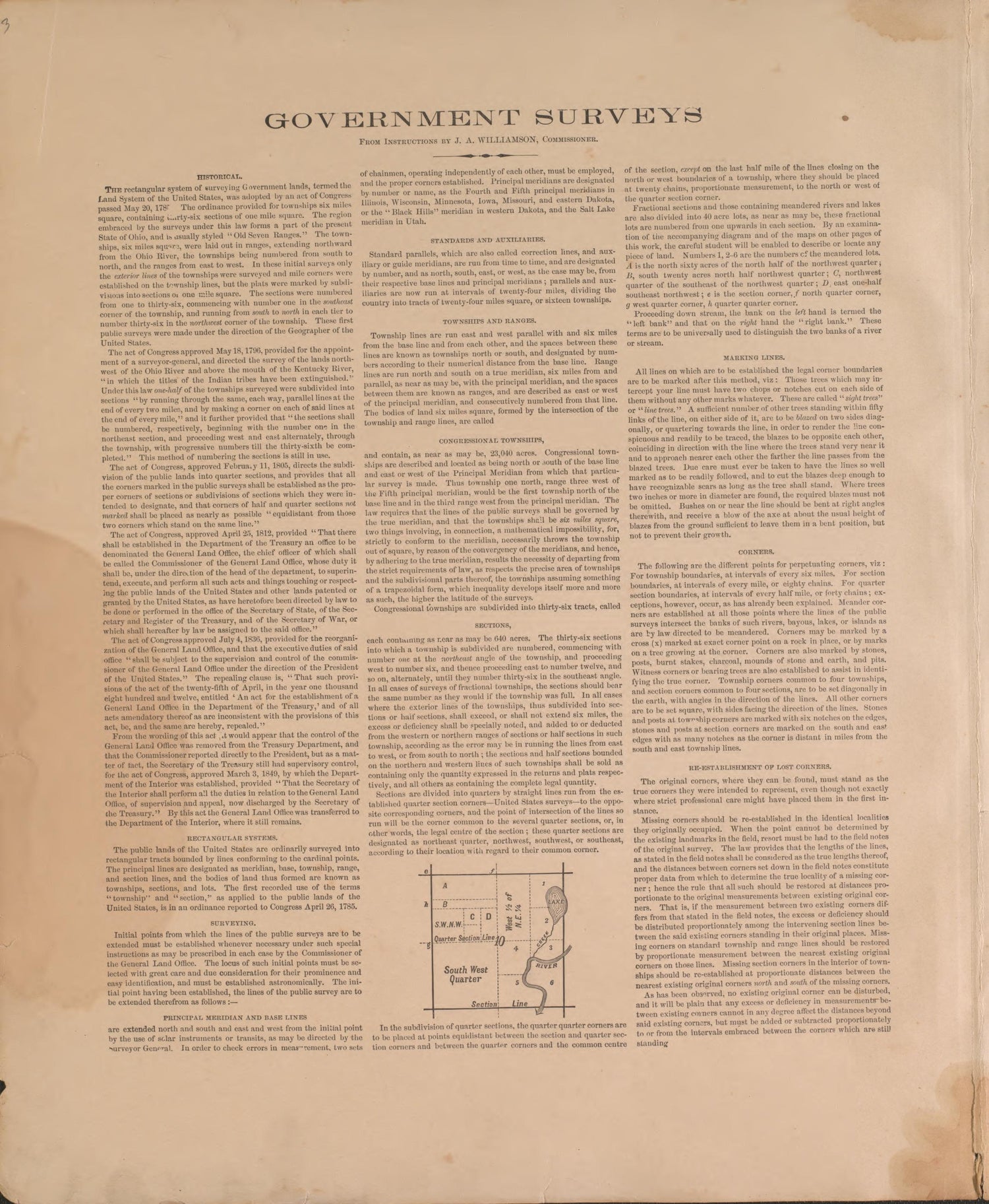 Government Surveys from Plat Book of Osceola County, Michigan 1900 by Relic Map Company