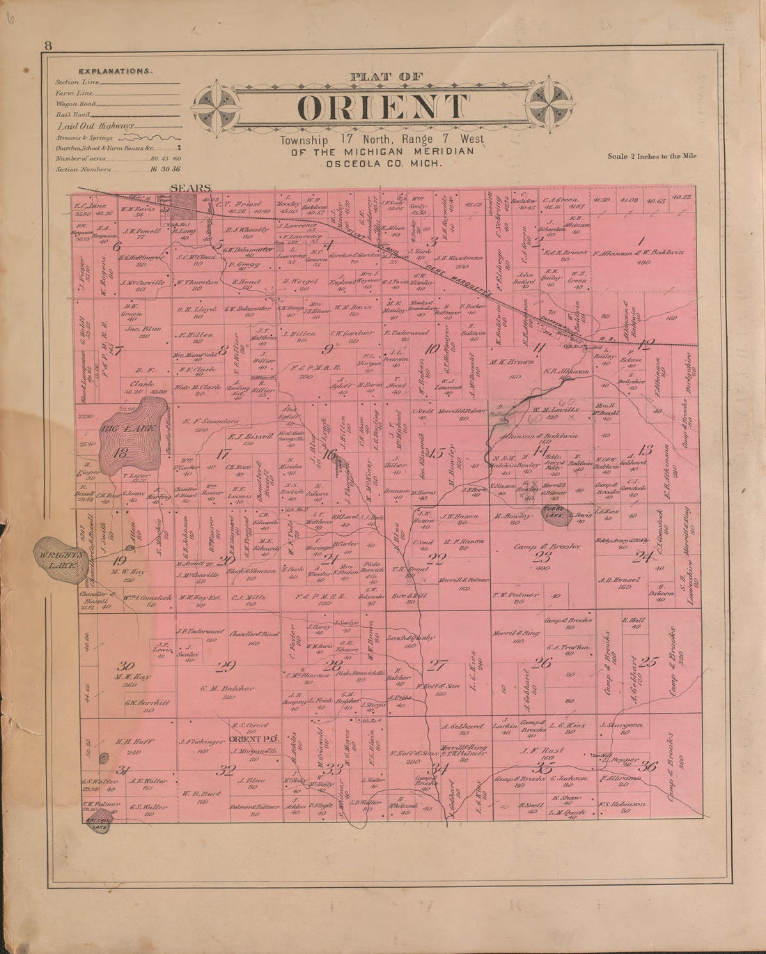 Orient from Plat Book of Osceola County, Michigan 1900 by Relic Map Company