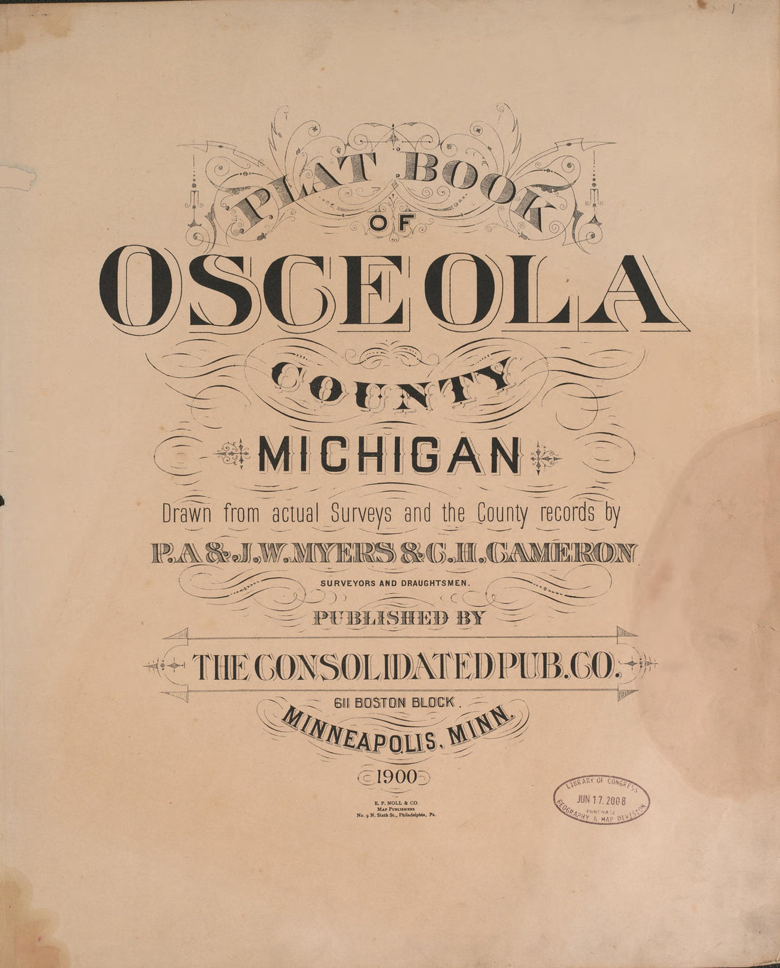 Title Sheet from Plat Book of Osceola County, Michigan 1900 by Relic Map Company