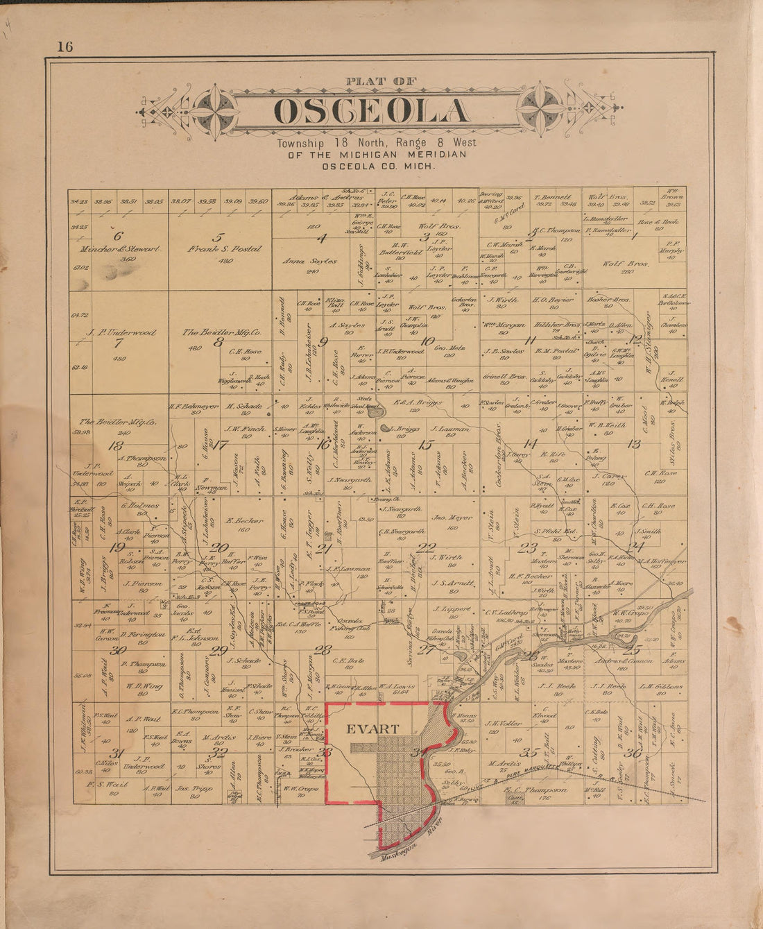 Osceola from Plat Book of Osceola County, Michigan 1900 by Relic Map Company