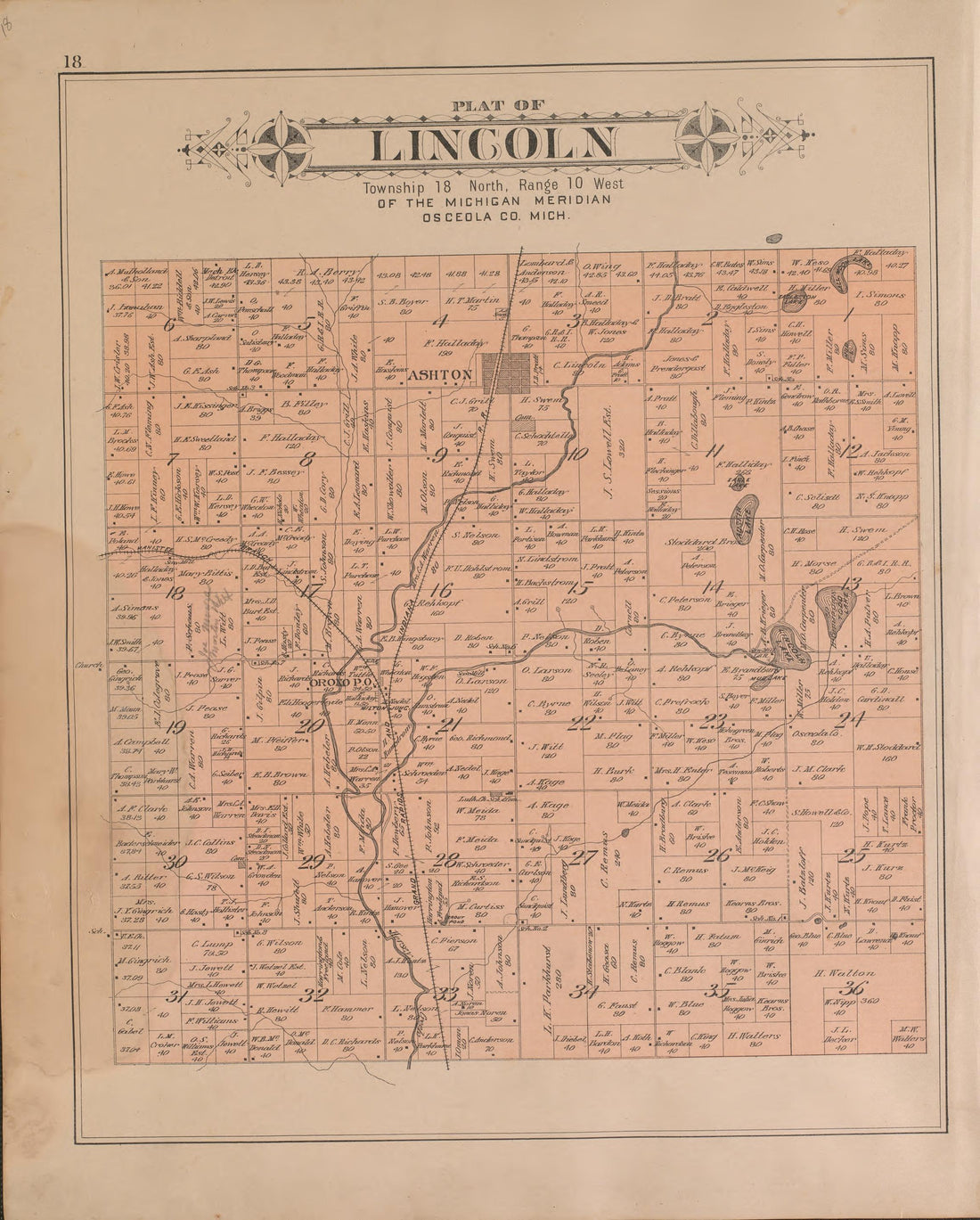 Lincoln from Plat Book of Osceola County, Michigan 1900 by Relic Map Company