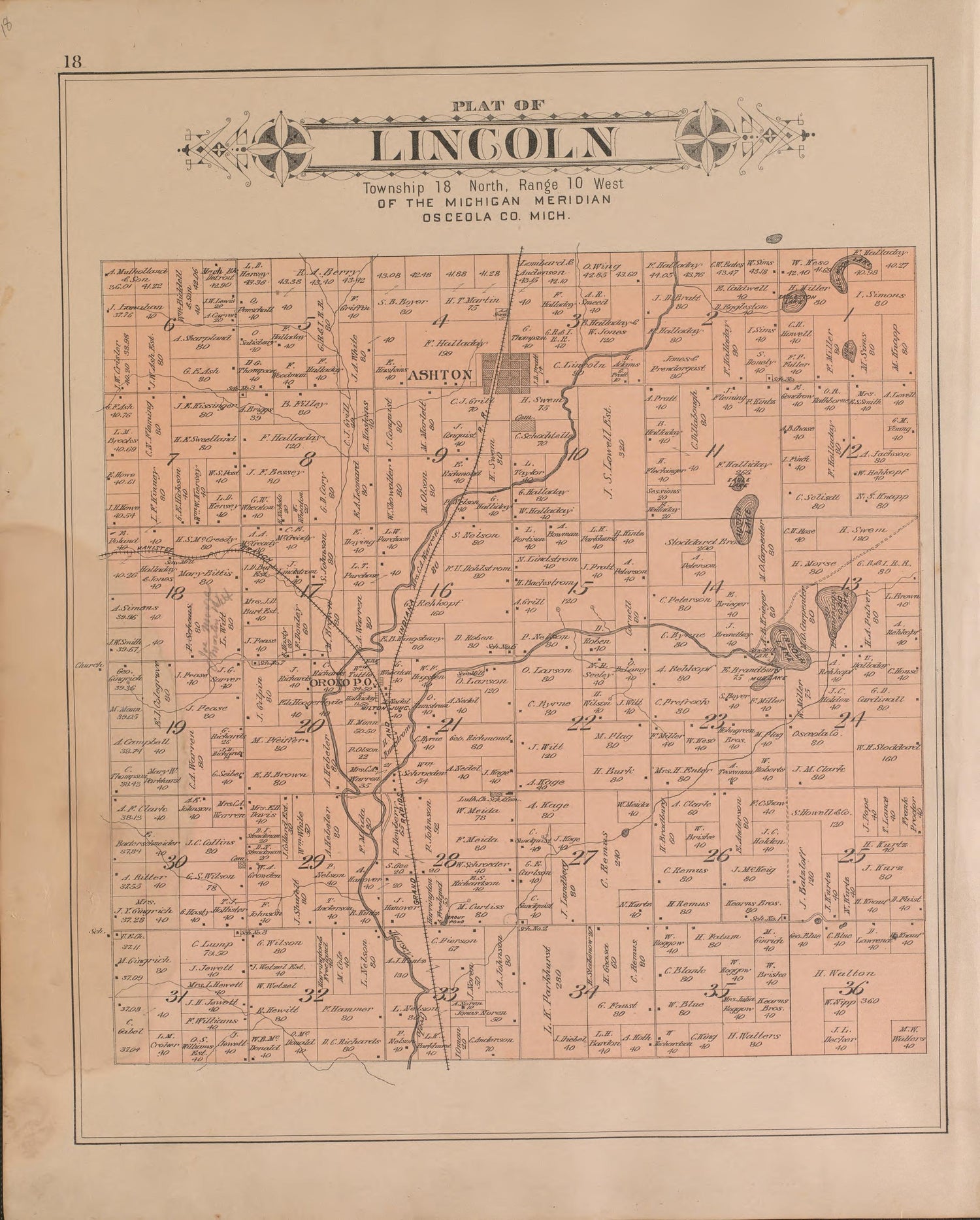 Lincoln from Plat Book of Osceola County, Michigan 1900 by Relic Map Company