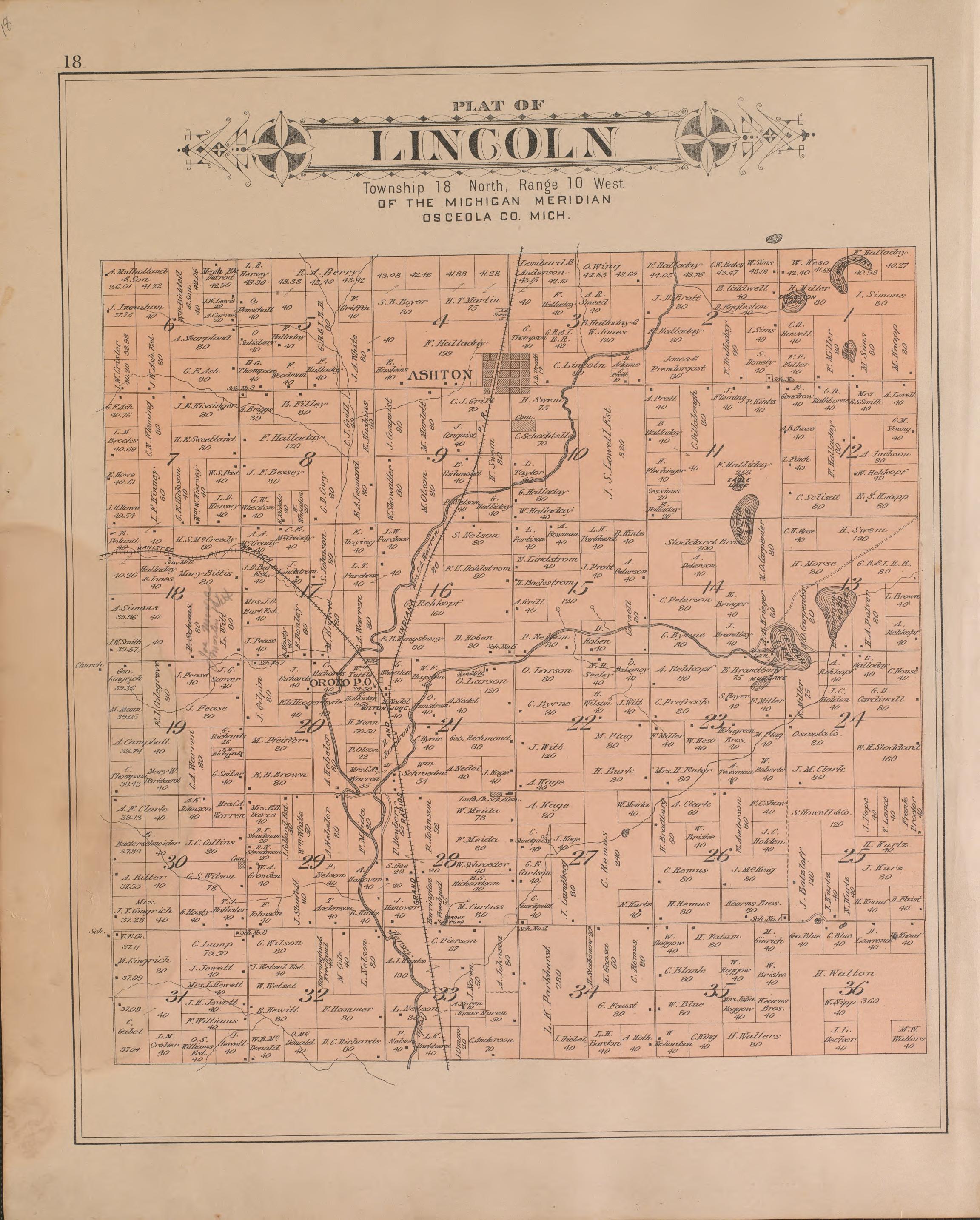 Lincoln from Plat Book of Osceola County, Michigan 1900 by Relic Map Company