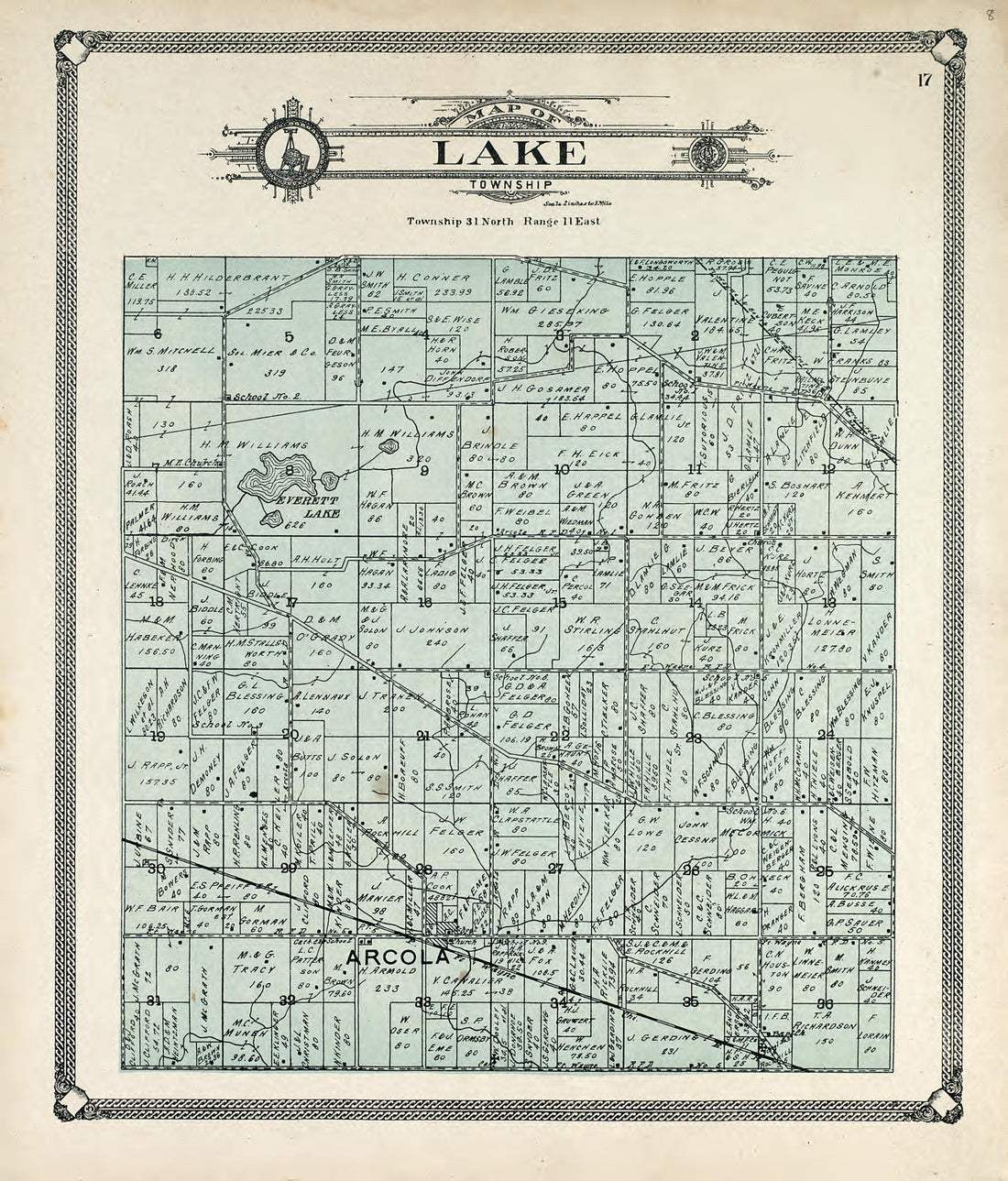 Map of Lake Township from Plat Book of Allen County, Indiana 1907 by Relic Map Company