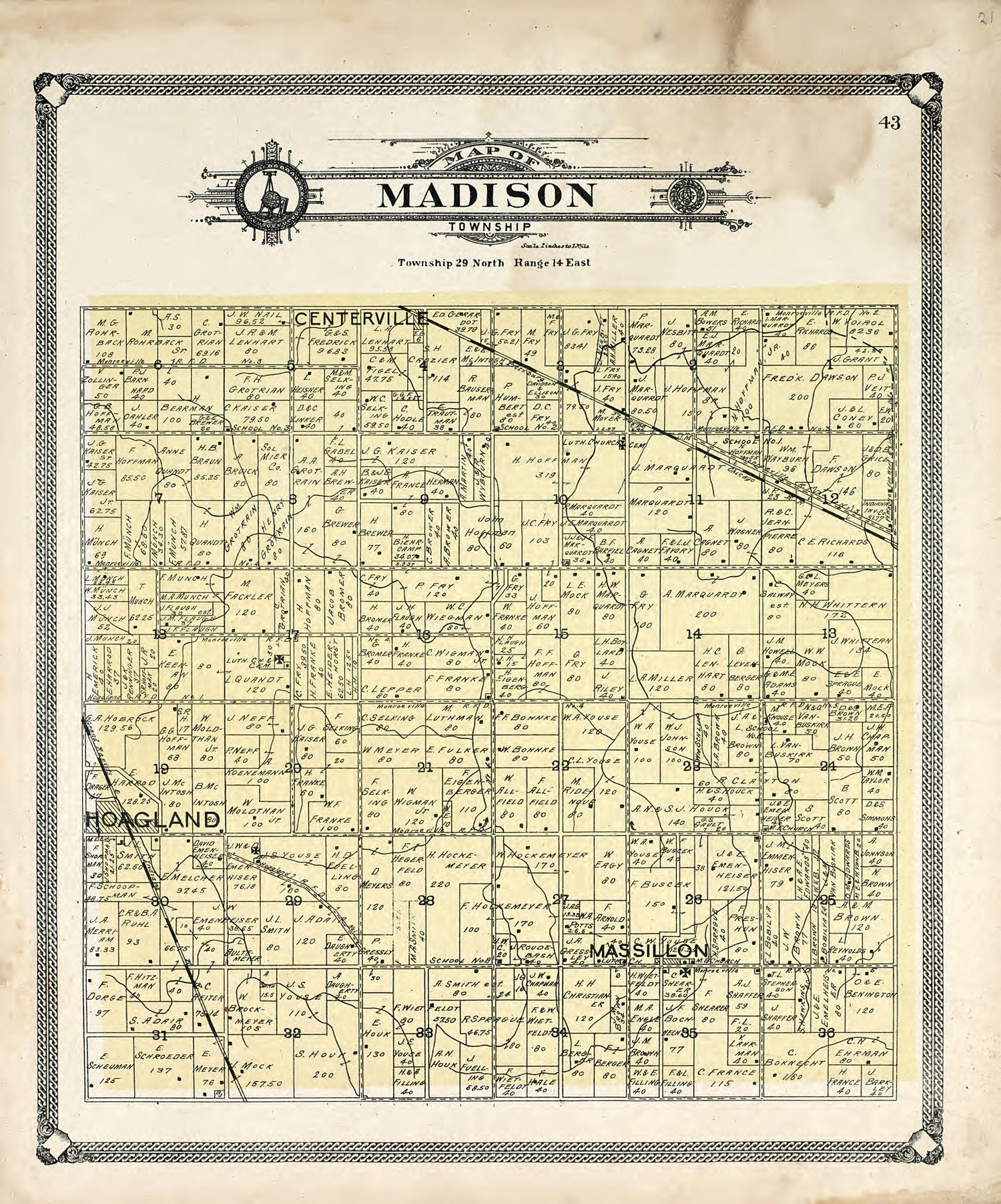 Map of Madison Tonwship from Plat Book of Allen County, Indiana 1907 by Relic Map Company