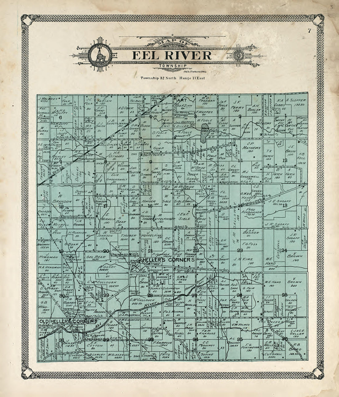 Map of Eel River Township from Plat Book of Allen County, Indiana 1907 by Relic Map Company