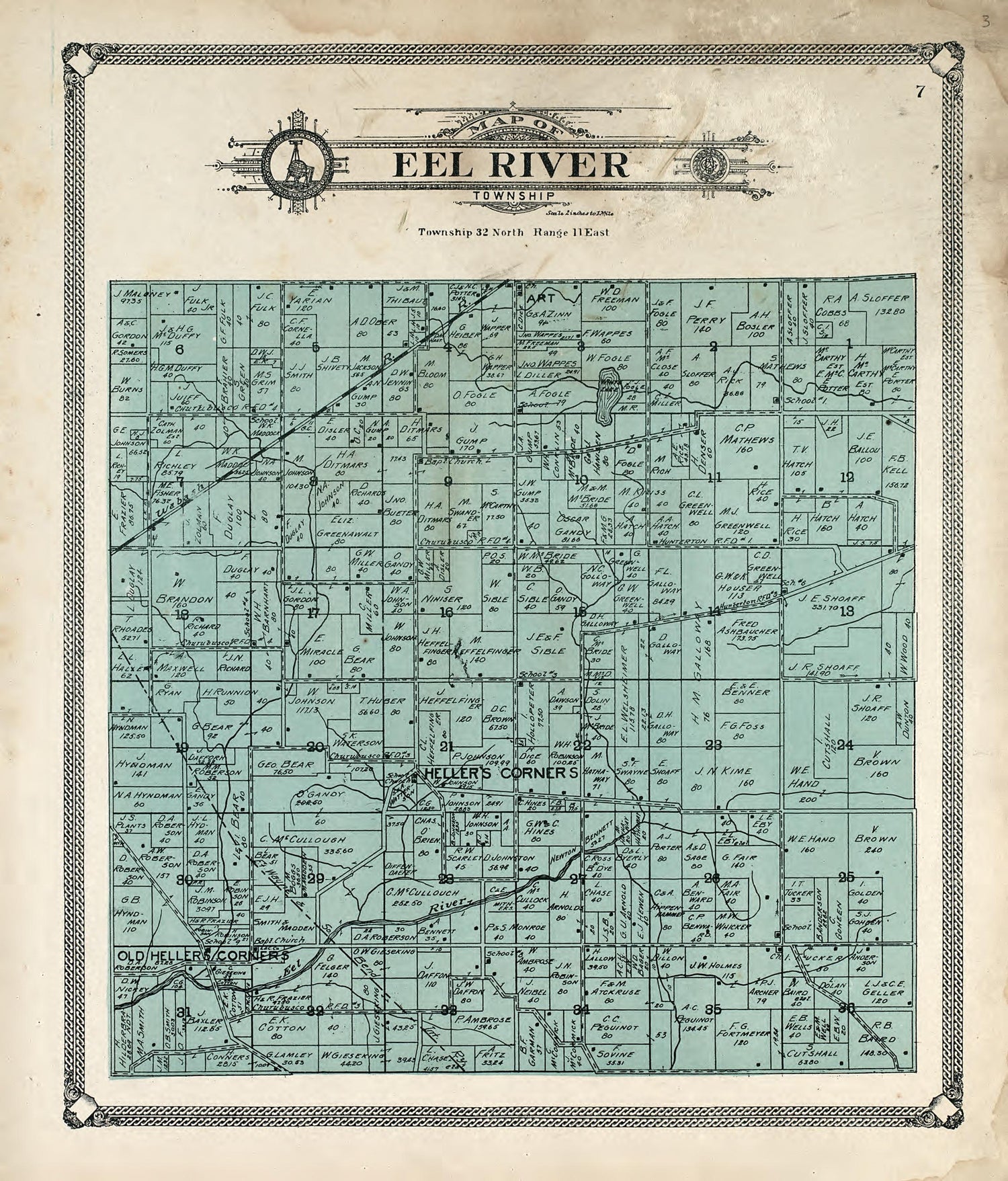 Map of Eel River Township from Plat Book of Allen County, Indiana 1907 by Relic Map Company