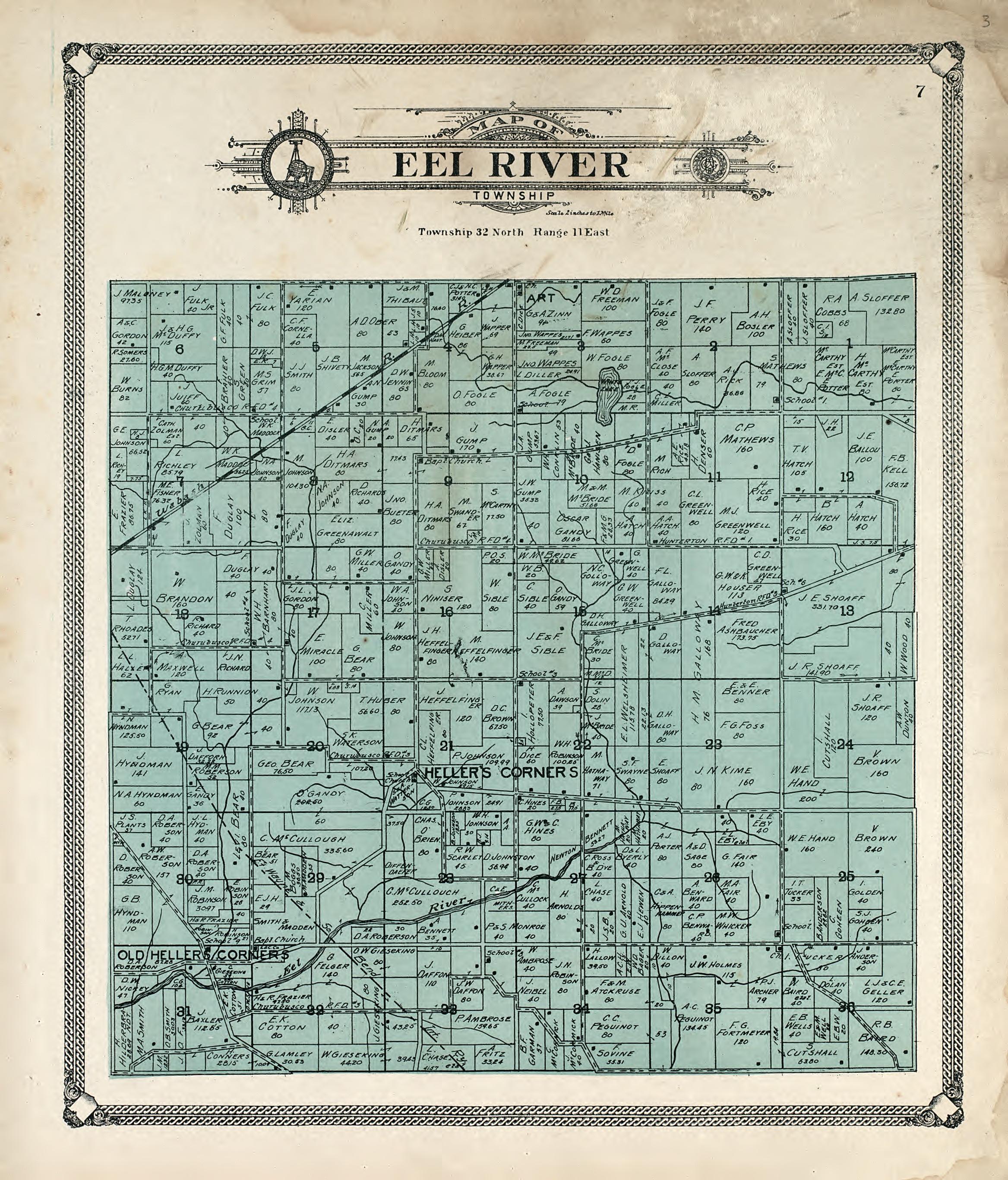 Map of Eel River Township from Plat Book of Allen County, Indiana 1907 by Relic Map Company