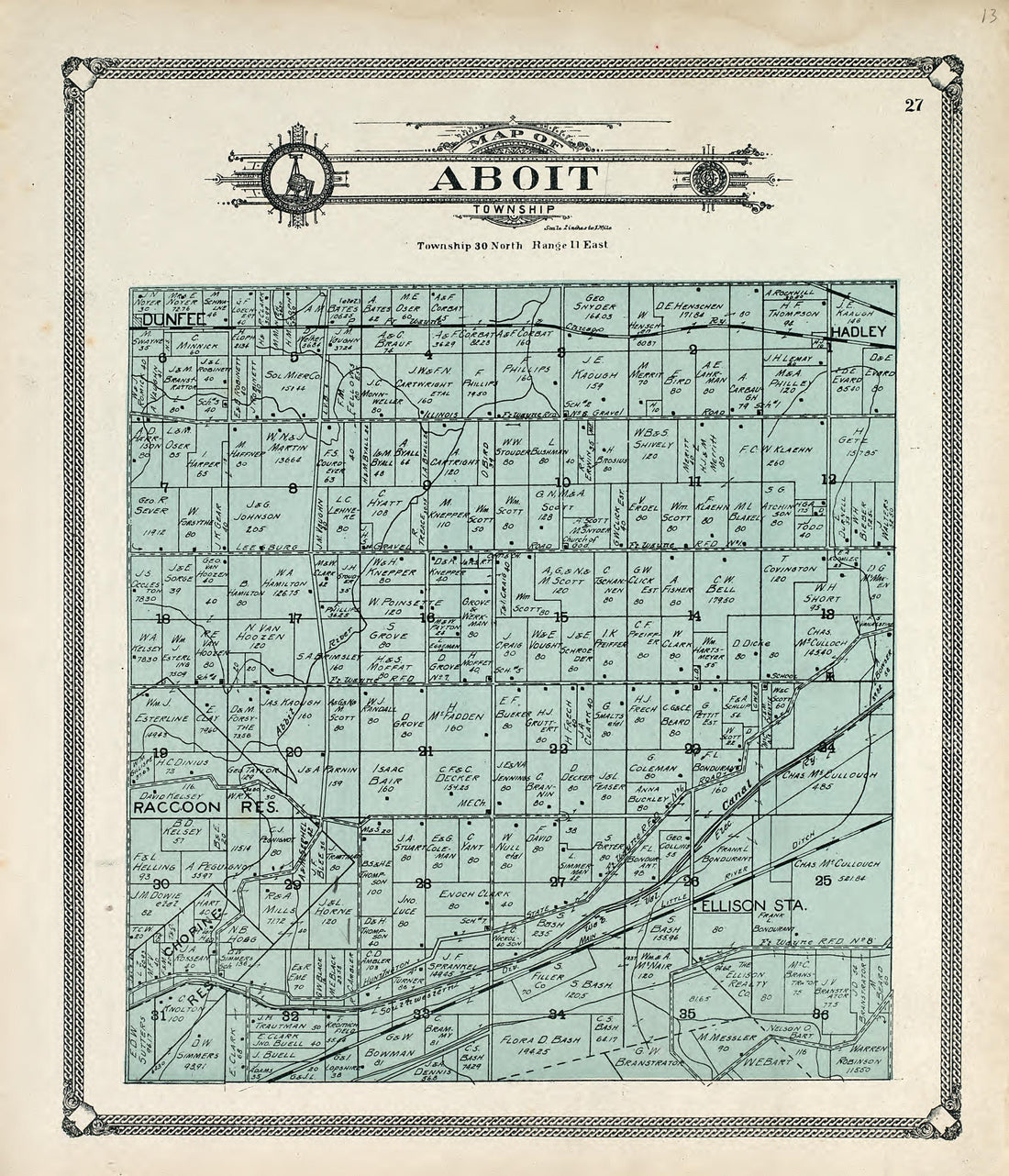 Map of Aboit Township from Plat Book of Allen County, Indiana 1907 by Relic Map Company