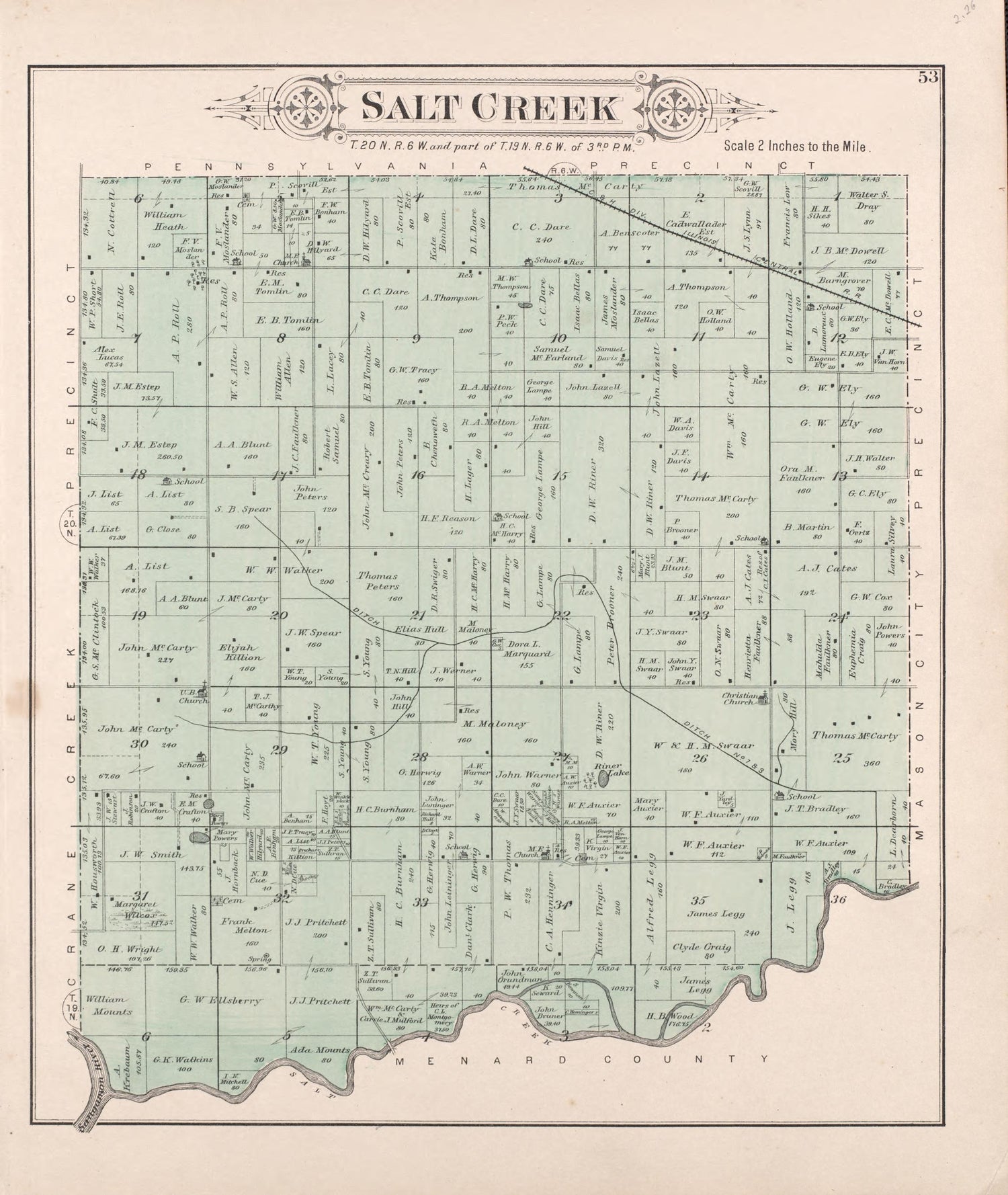 Salt Creek from Plat Book of Mason County, Illinois 1891 by Relic Map Company
