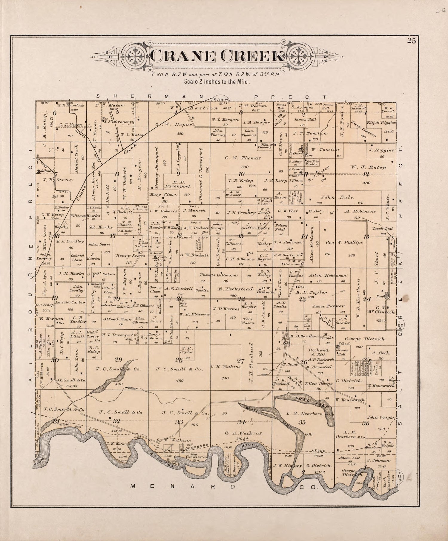 Crane Creek from Plat Book of Mason County, Illinois 1891 by Relic Map Company