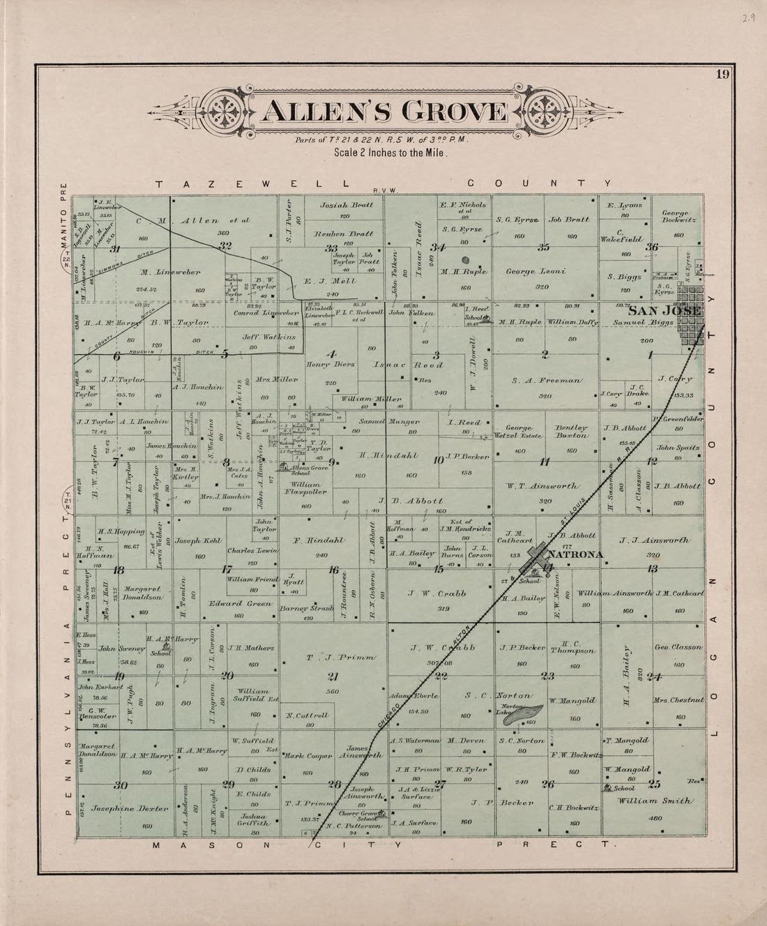 This old map of Illinois, Mason County,  was created by Alden, Ogle &amp; Company|Bourquin, F. (Frederick)|Bracher, Wm. (William) in 1891