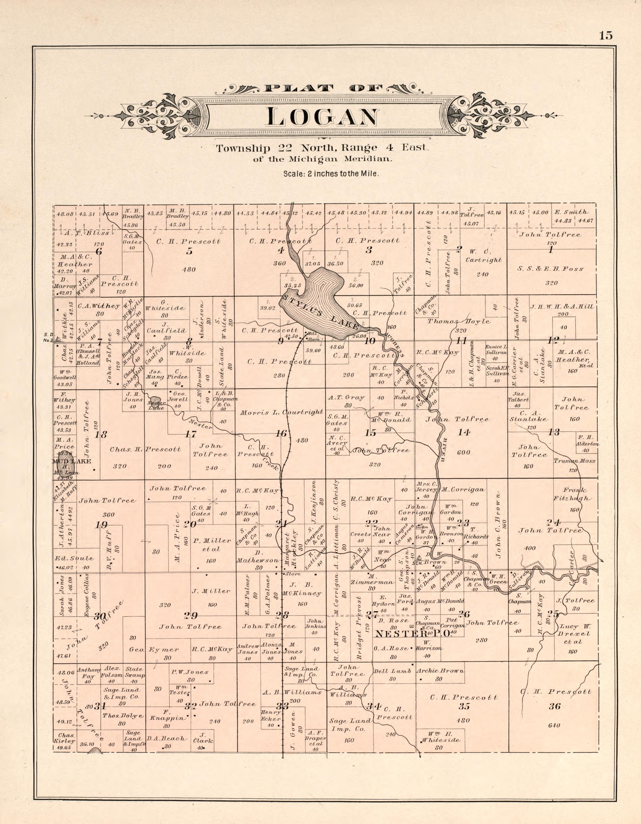 Logan from Plat Book of Ogemaw County, Michigan 1903 by Relic Map Company