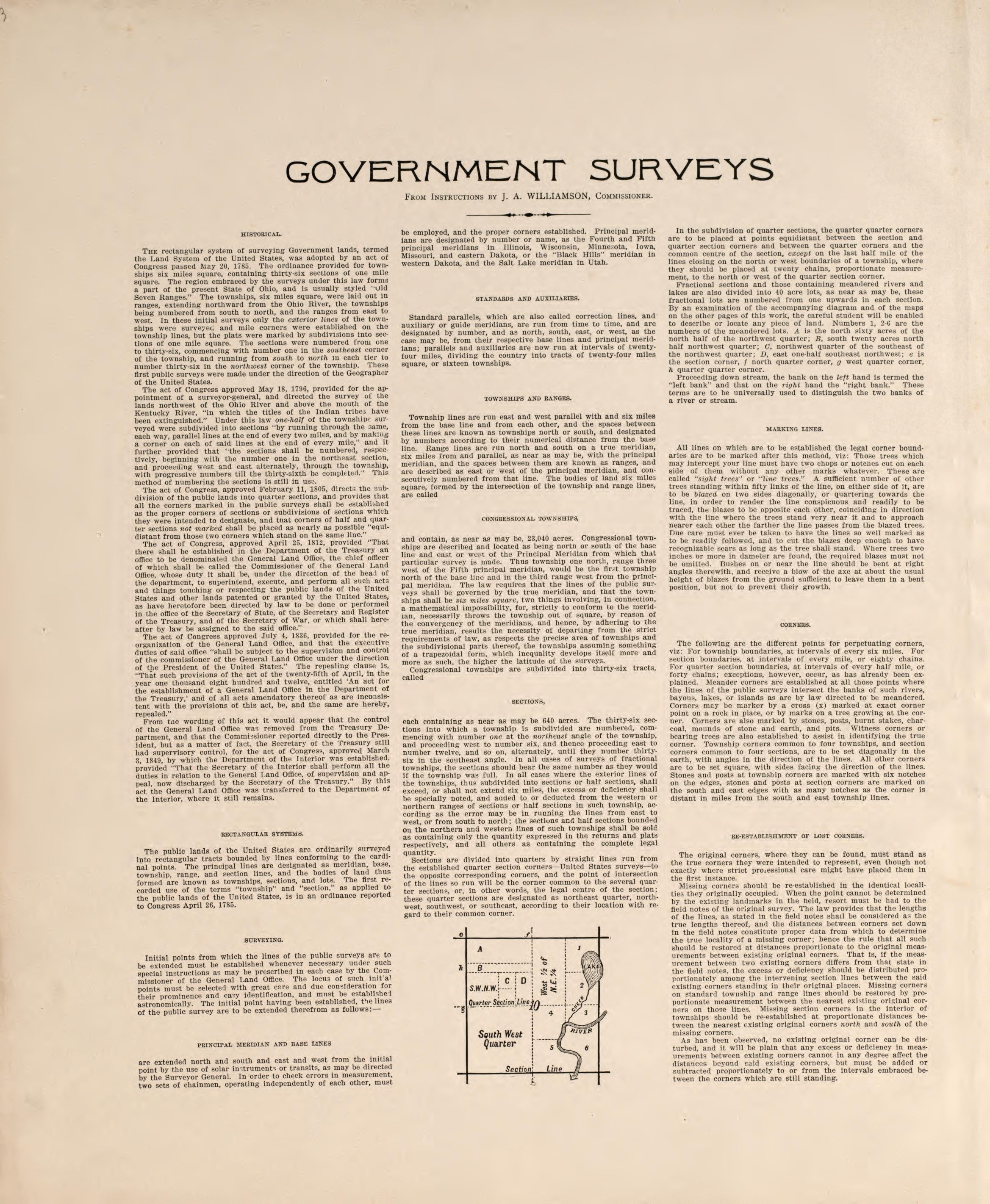 Government Survey from Plat Book of Ogemaw County, Michigan 1903 by Relic Map Company