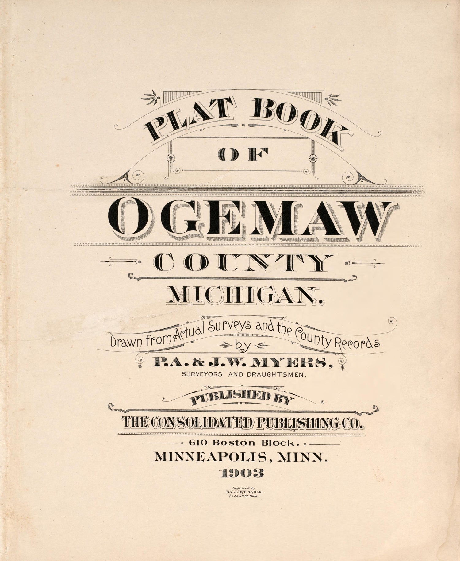 Title Sheet from Plat Book of Ogemaw County, Michigan 1903 by Relic Map Company