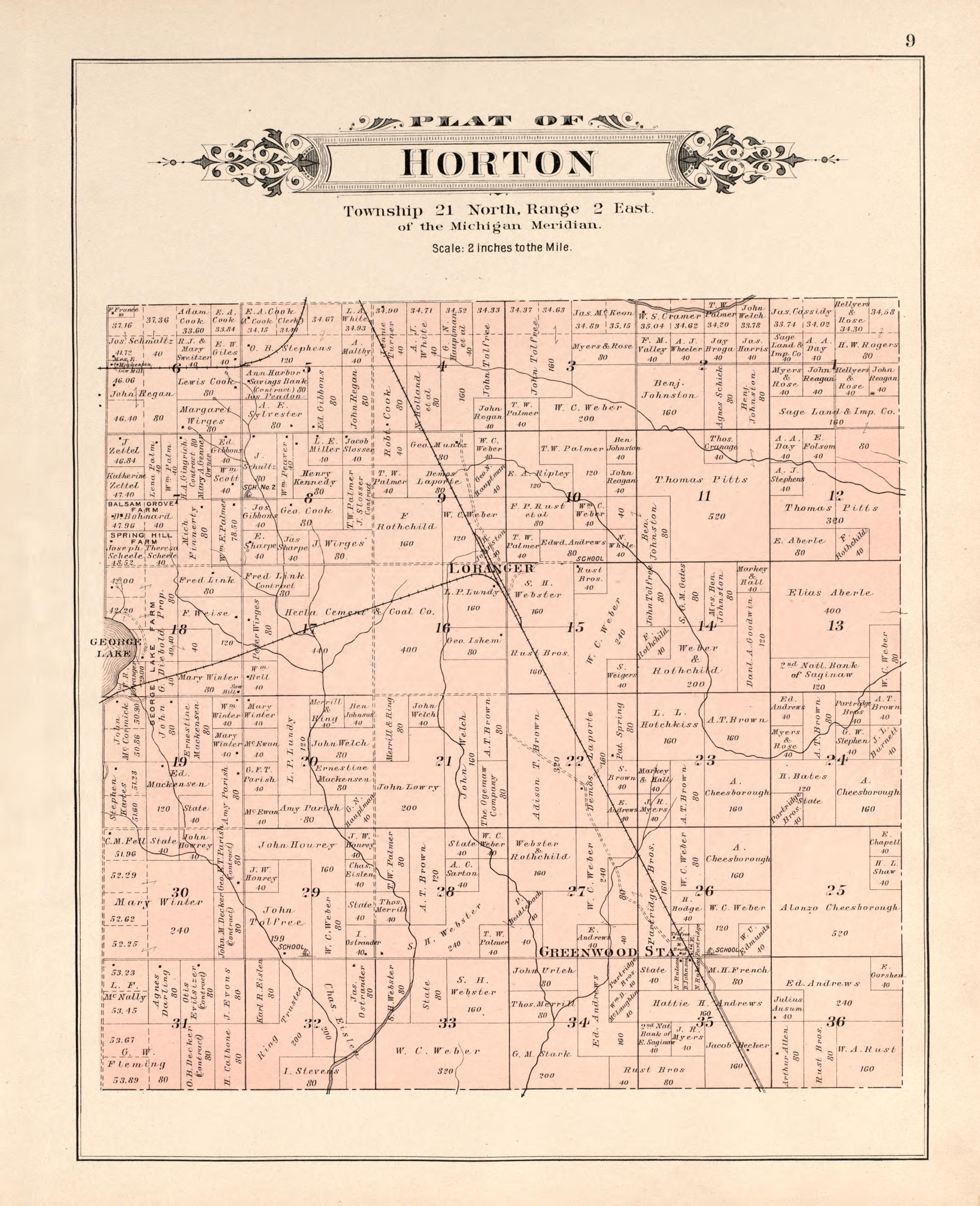 Horton from Plat Book of Ogemaw County, Michigan 1903 by Relic Map Company