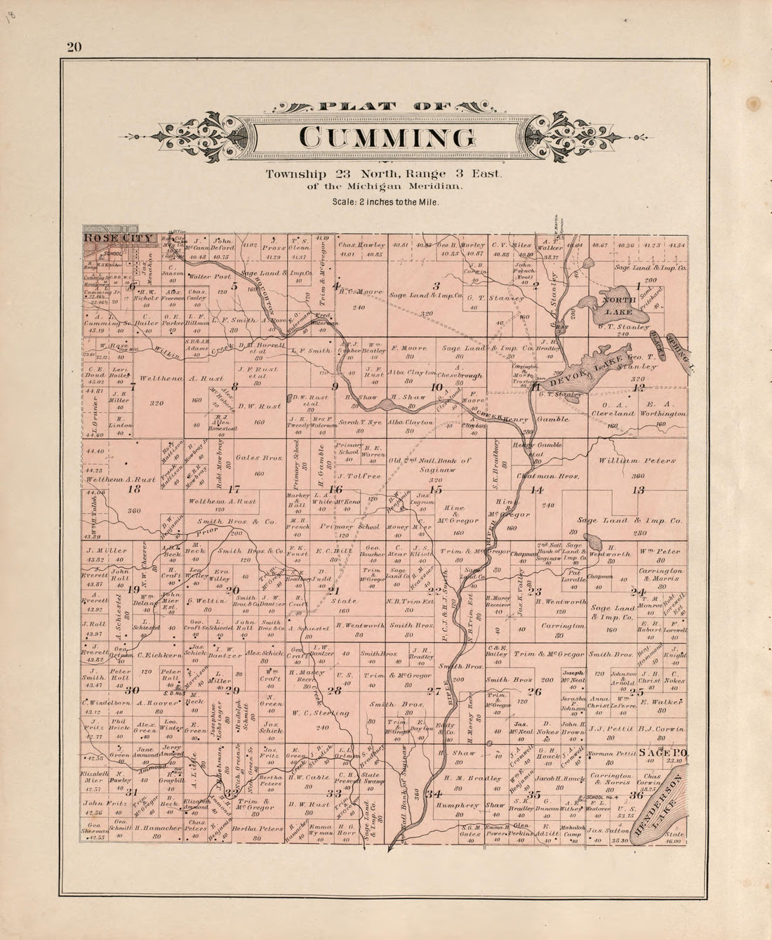 Cumming from Plat Book of Ogemaw County, Michigan 1903 by Relic Map Company