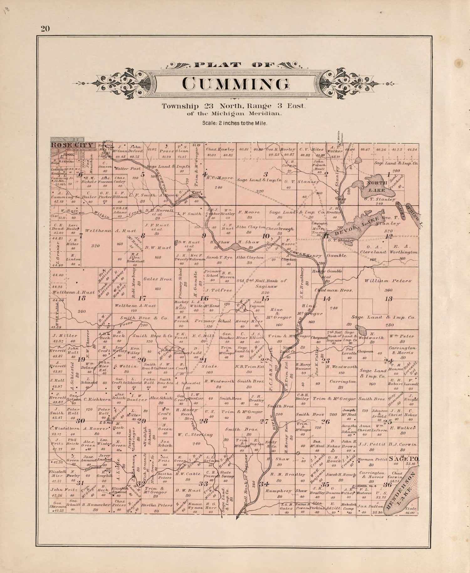 Cumming from Plat Book of Ogemaw County, Michigan 1903 by Relic Map Company