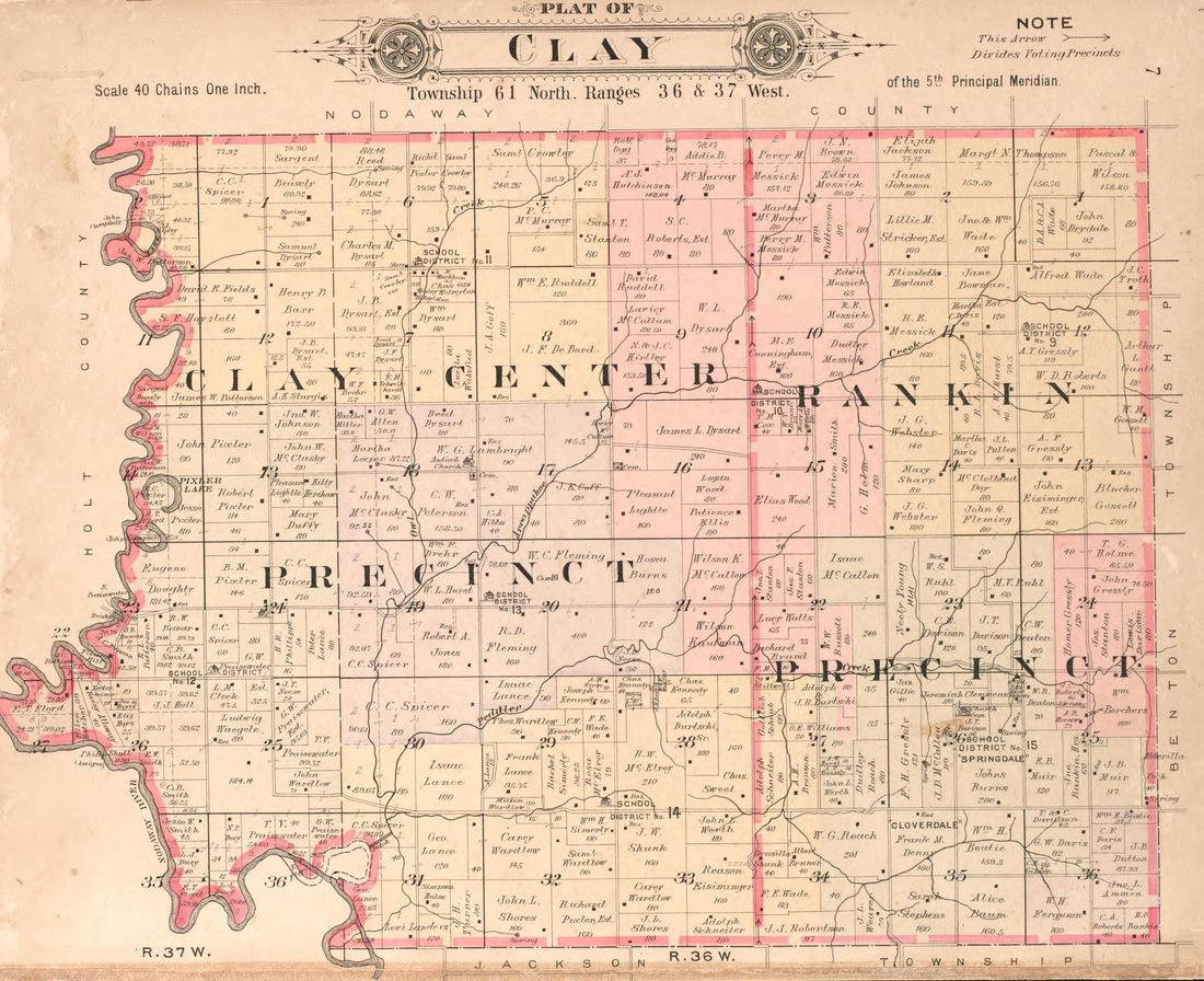Clay from Plat Book of Andrew County, Missouri 1909 by Relic Map Company