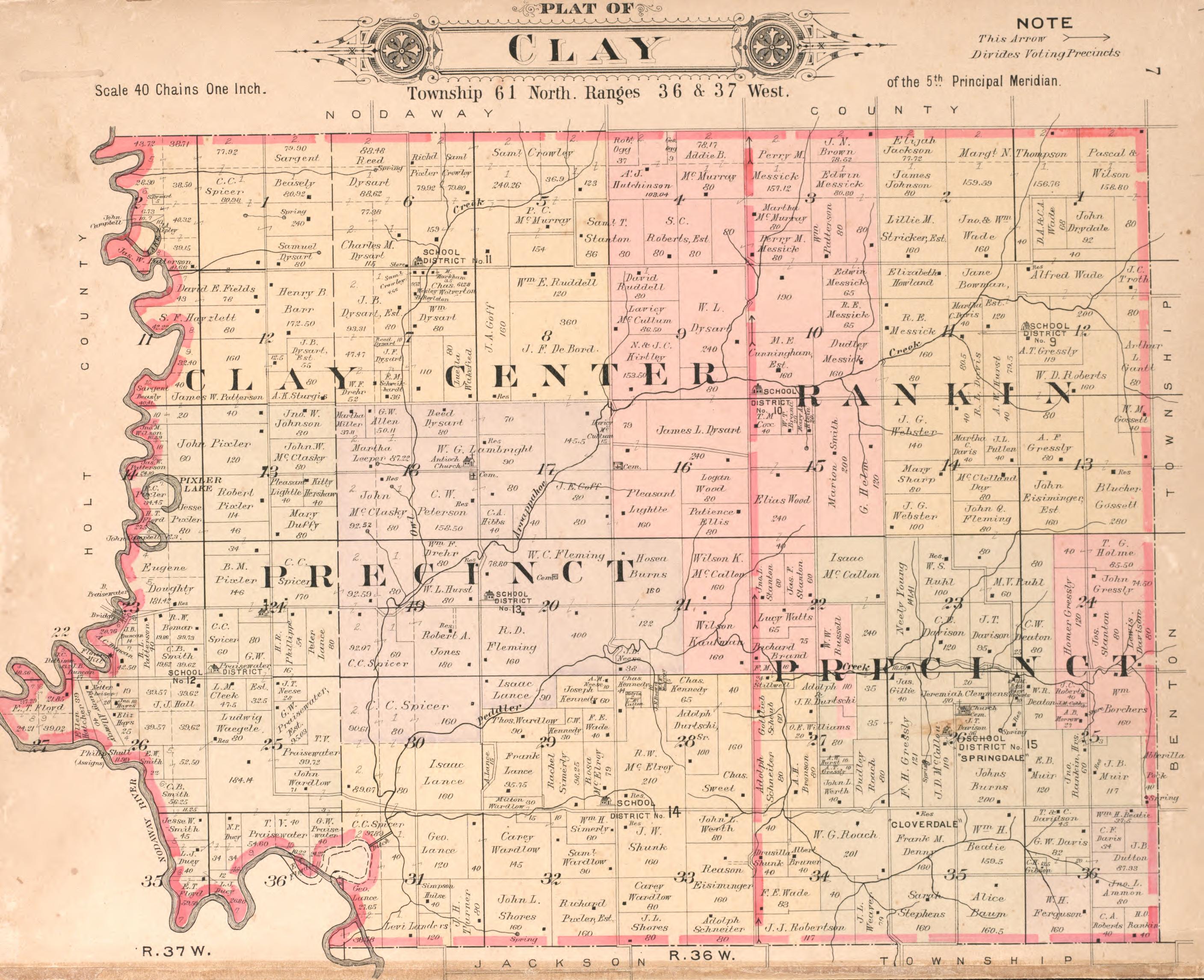 Clay from Plat Book of Andrew County, Missouri 1909 by Relic Map Company