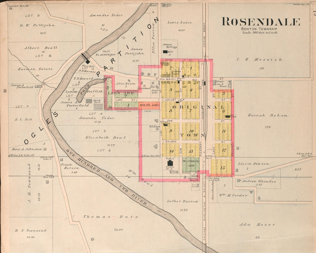 Rosendale from Plat Book of Andrew County, Missouri 1909 by Relic Map Company