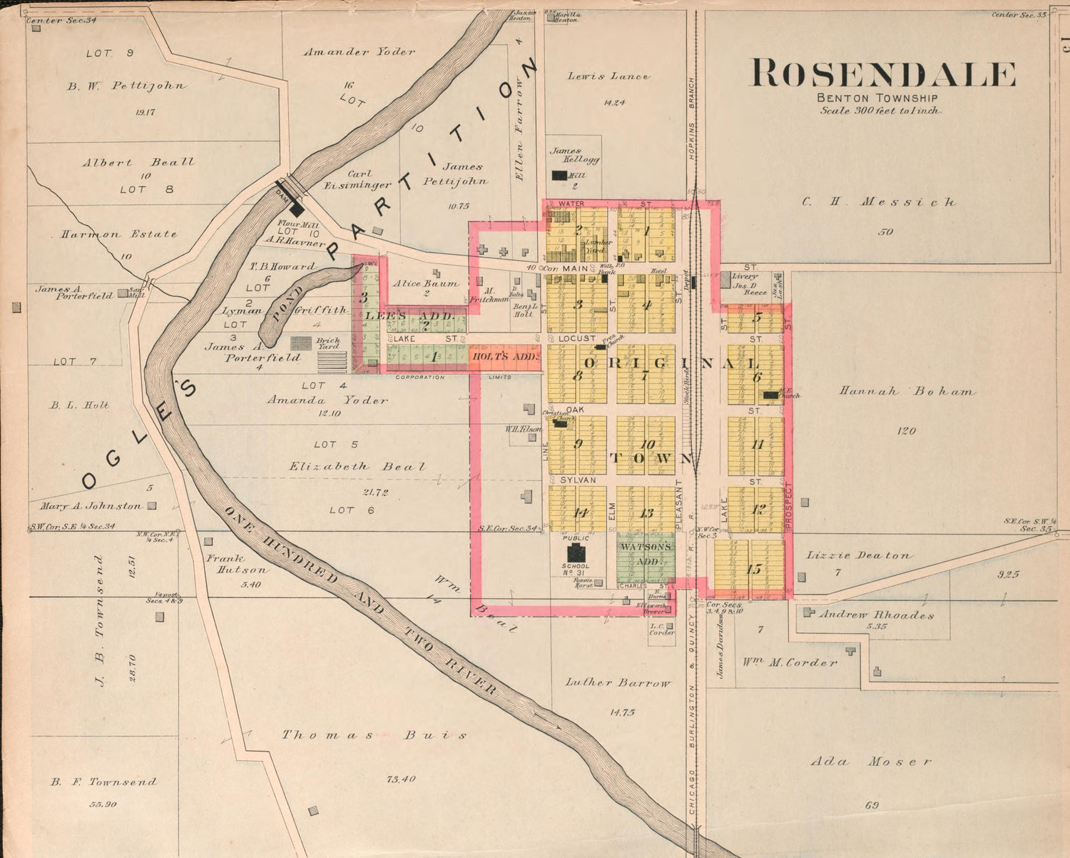 Rosendale from Plat Book of Andrew County, Missouri 1909 by Relic Map Company