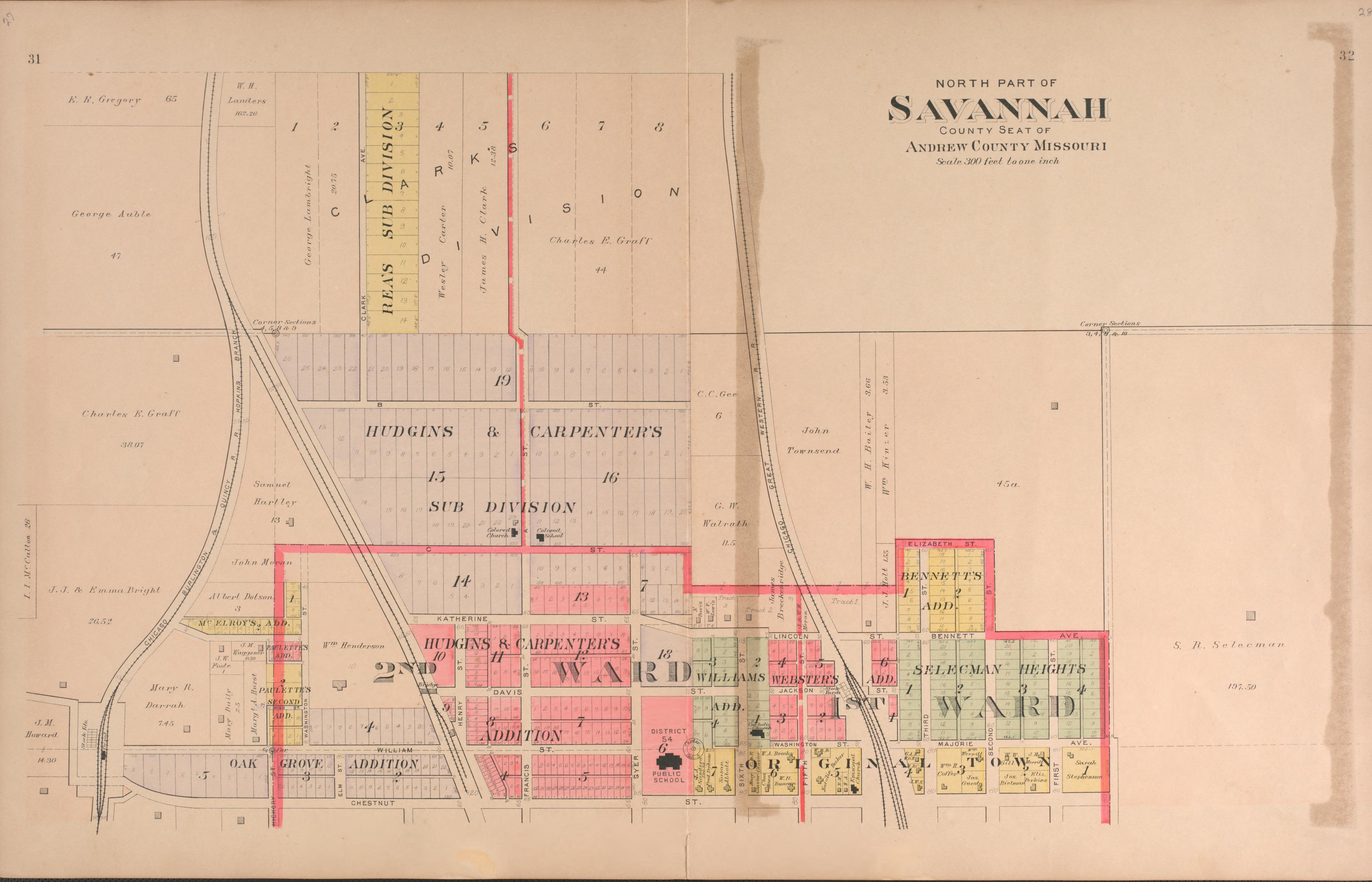 Savannah-- North Part from Plat Book of Andrew County, Missouri 1909 by Relic Map Company