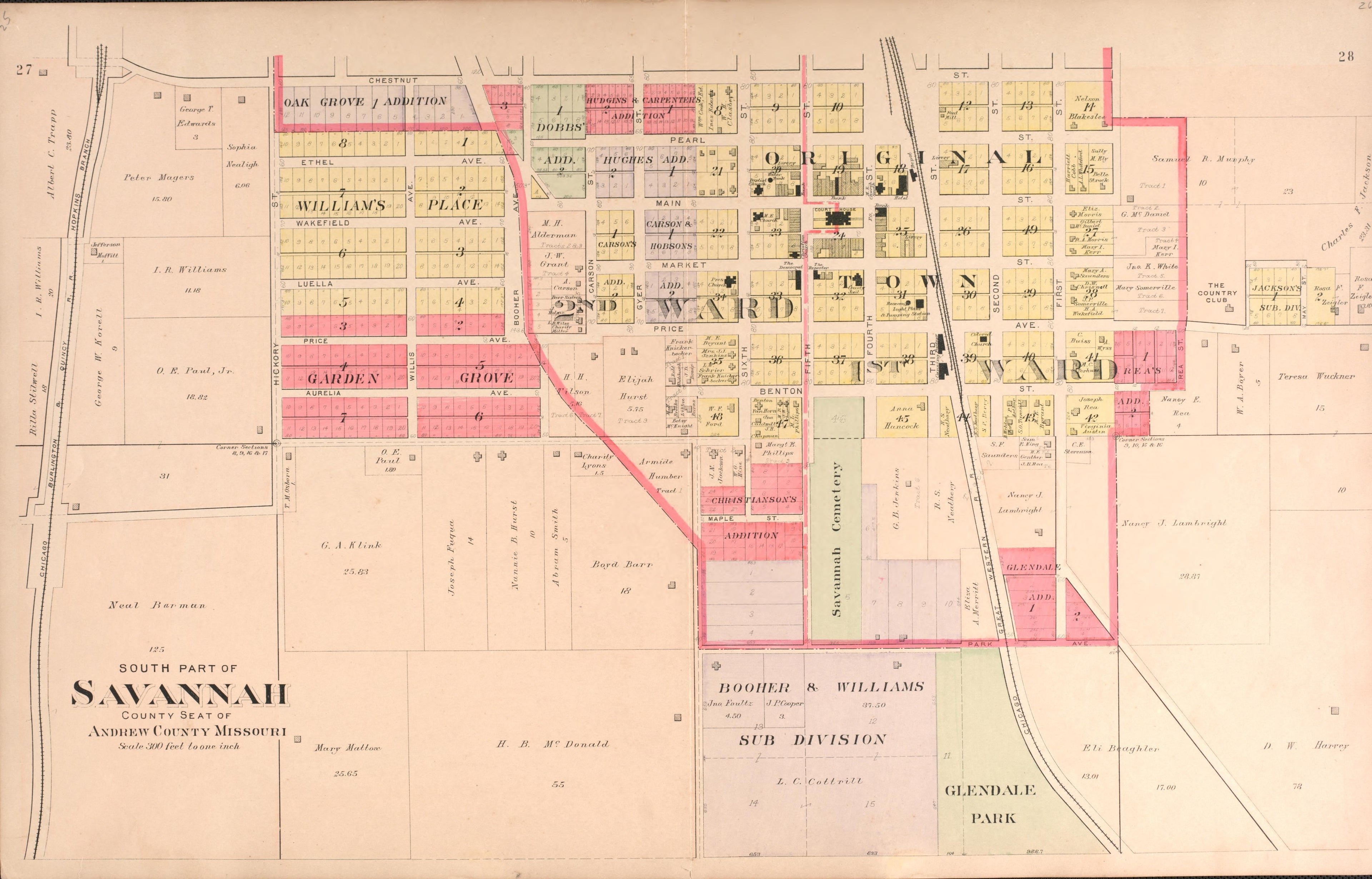 Savannah-- South Part from Plat Book of Andrew County, Missouri 1909 by Relic Map Company