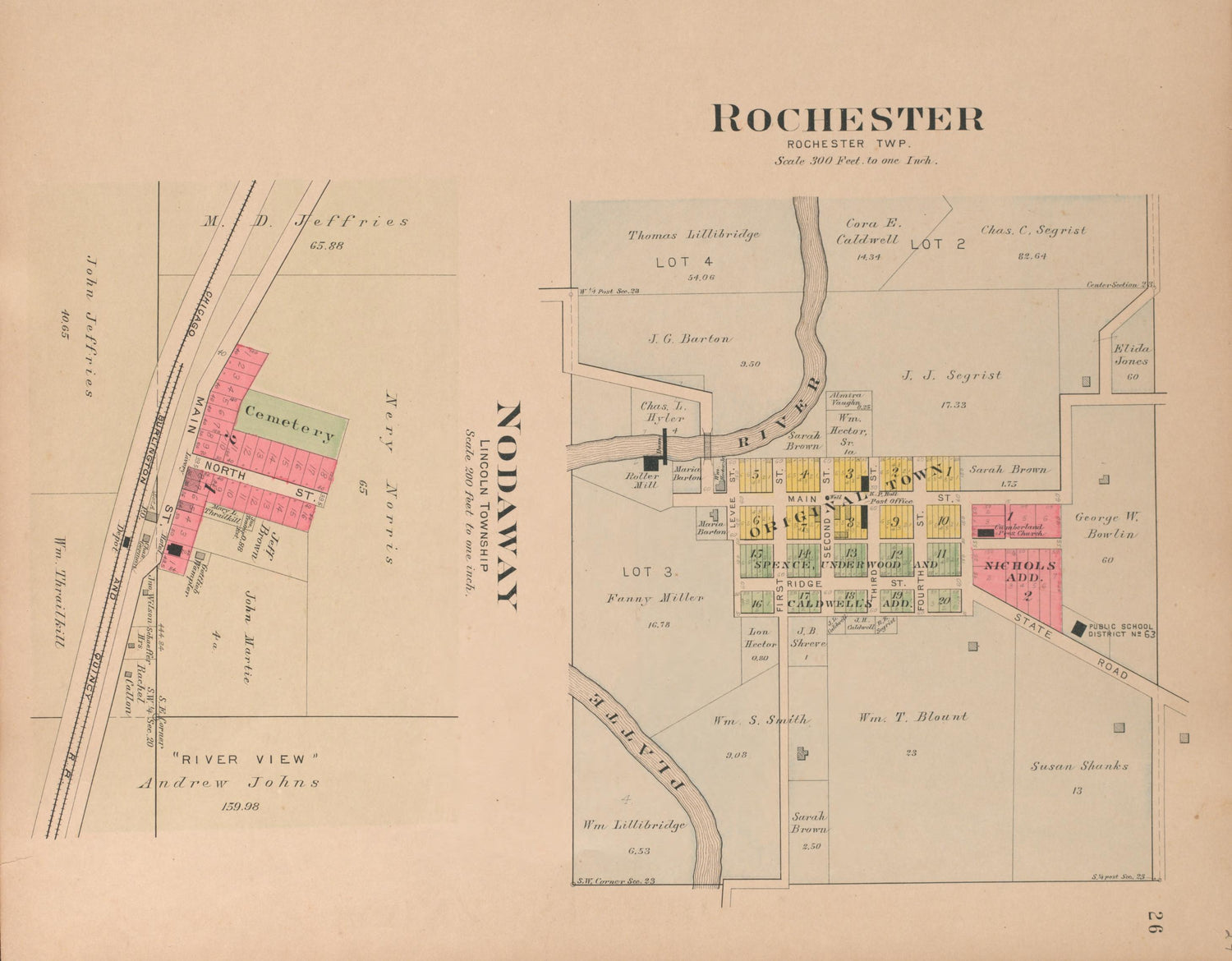 Rochester and Nodaway from Plat Book of Andrew County, Missouri 1909 by Relic Map Company