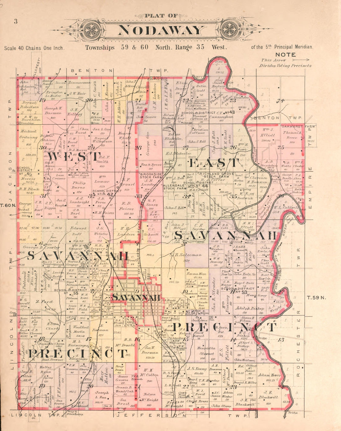 Nodaway from Plat Book of Andrew County, Missouri 1909 by Relic Map Company