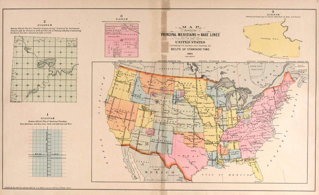 Principal Meridans and Baselines from Plat Book of Andrew County, Missouri 1909 by Relic Map Company