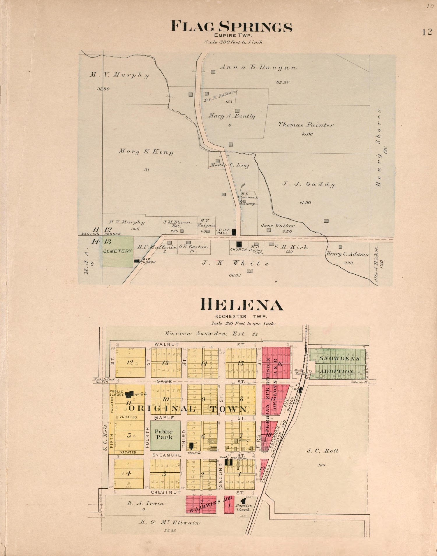 Flag Springs and Helena from Plat Book of Andrew County, Missouri 1909 by Relic Map Company