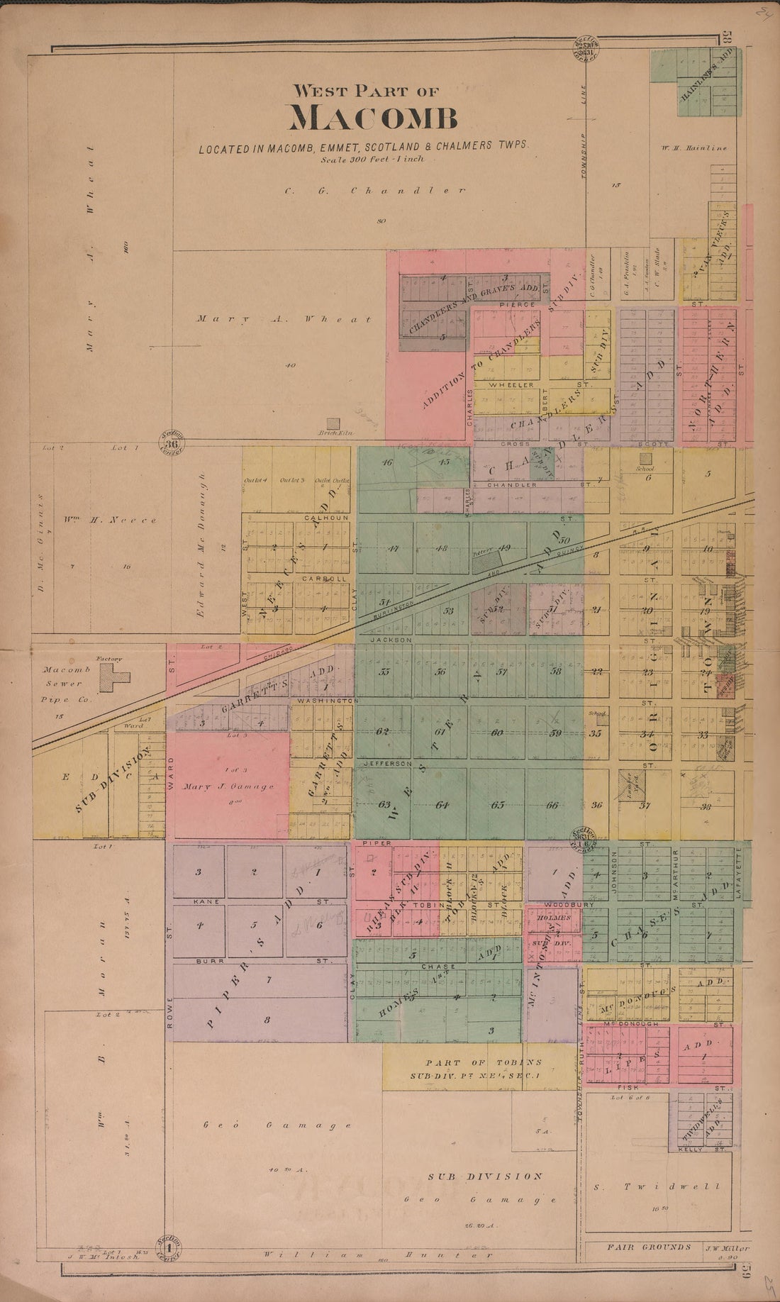 This old map of Illinois, McDonough County,  was created by Balliet &amp; Volk|Bourquin, F. (Frederick)|Geo. A. Ogle &amp; Co|Occidental Publishing Company in 1893